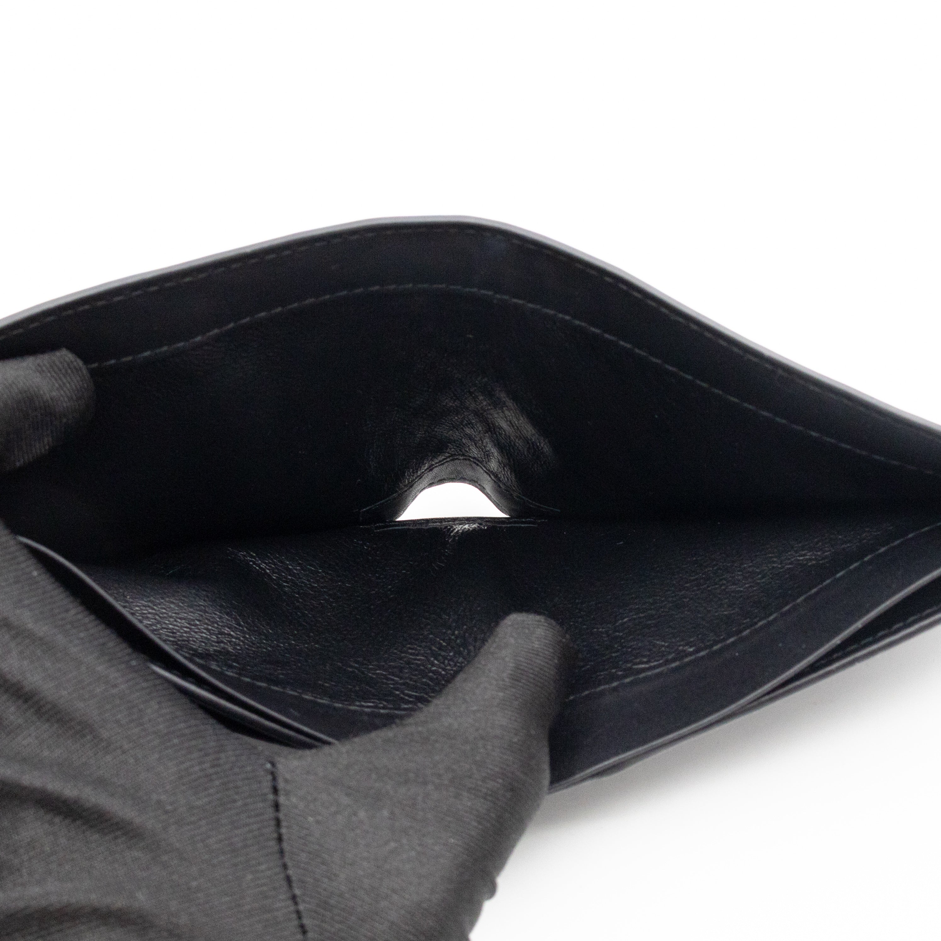 Classic Bifold Wallet Black Intrecciato Leather