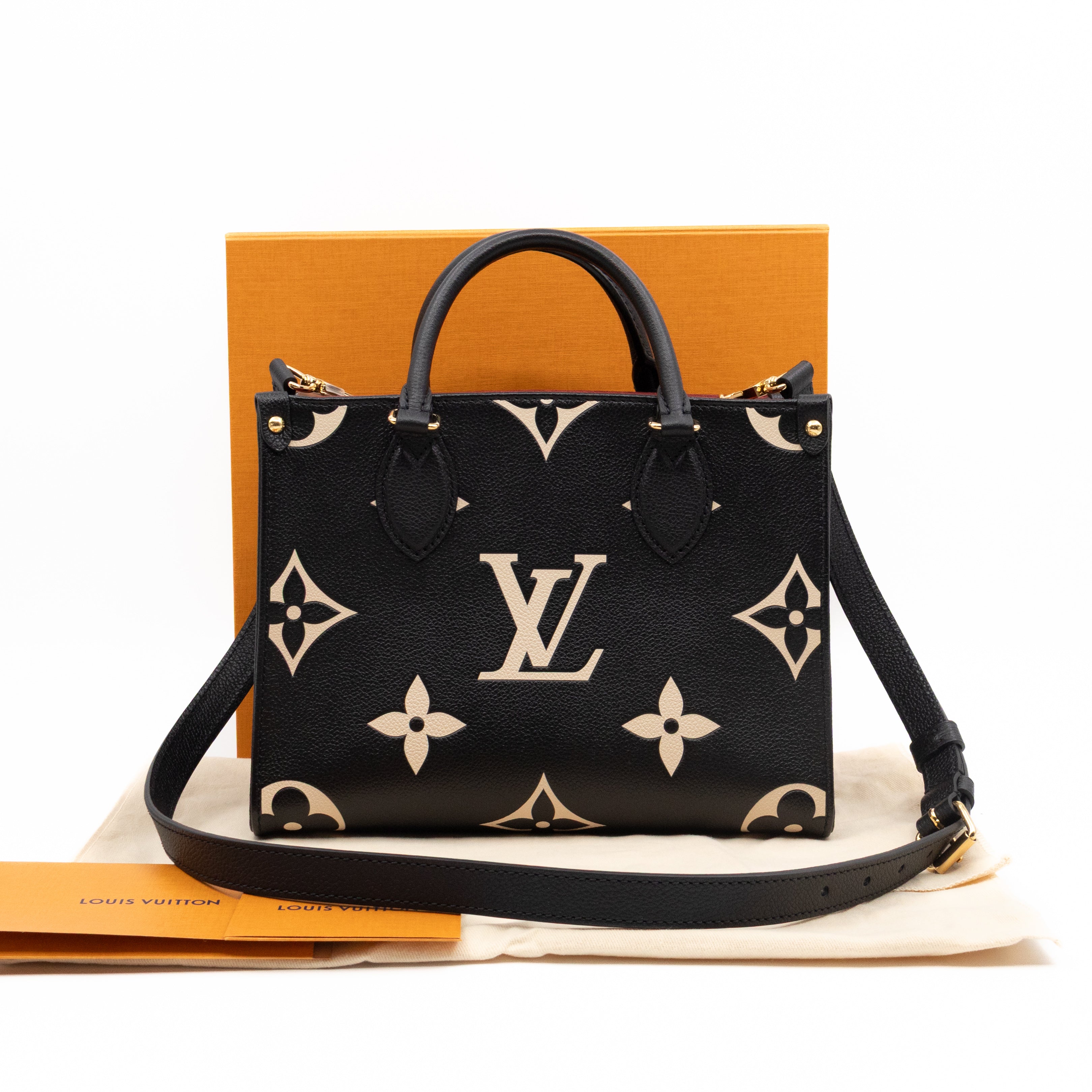 Onthego PM Black & Beige Monogram Empreinte With Bandouliere strap