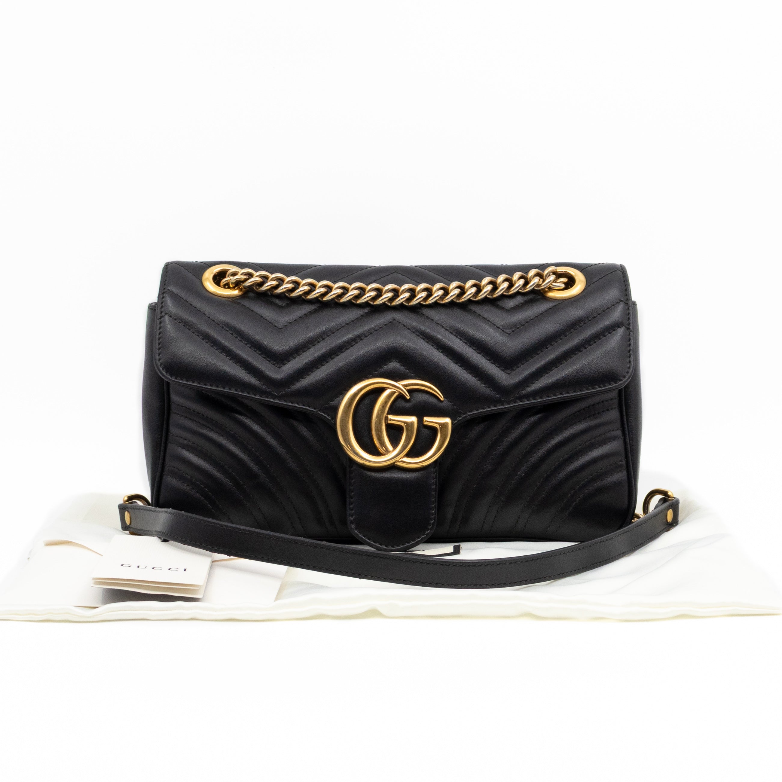 GG Marmont Flap Medium Black Leather