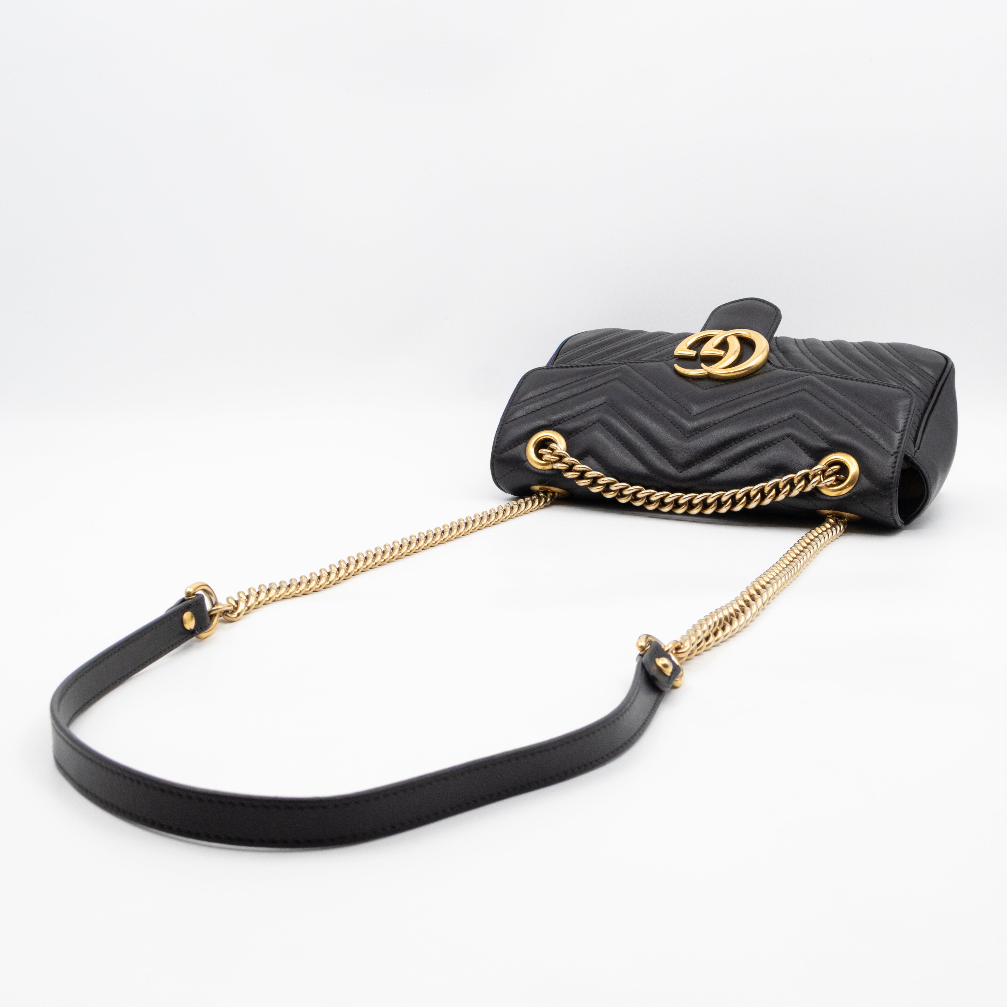 GG Marmont Flap Medium Black Leather