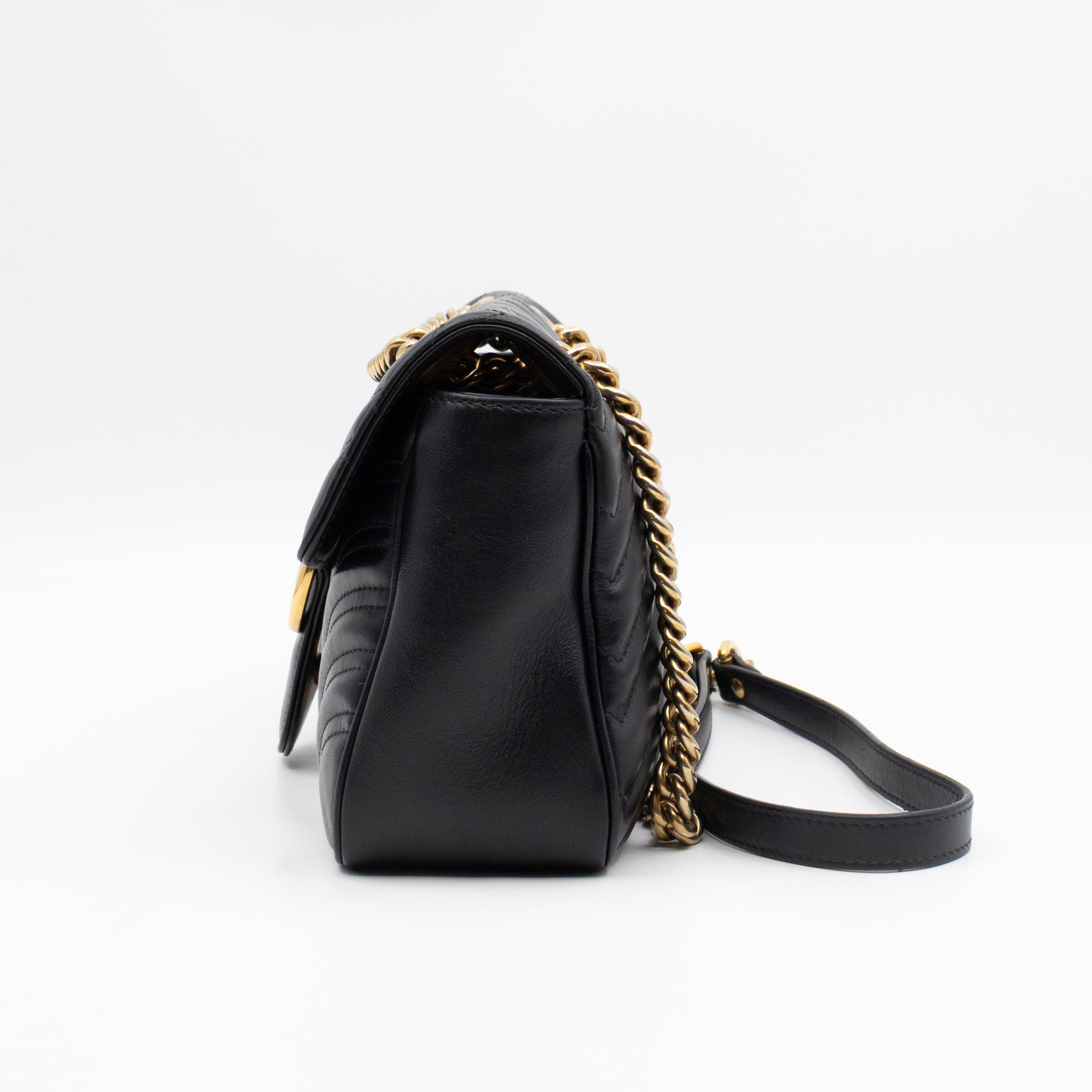 GG Marmont Flap Medium Black Leather
