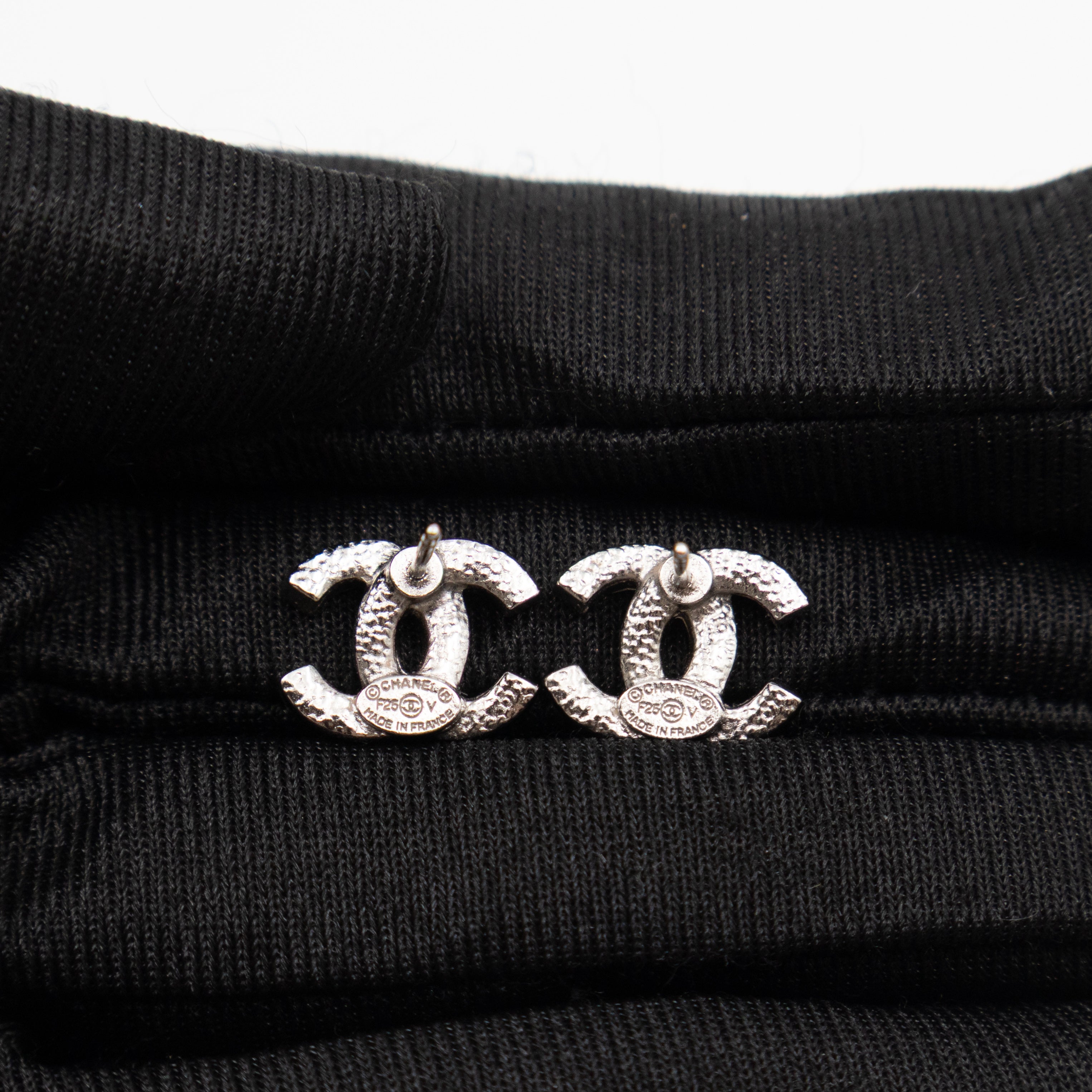 Small CC Crystal Silver Earrings