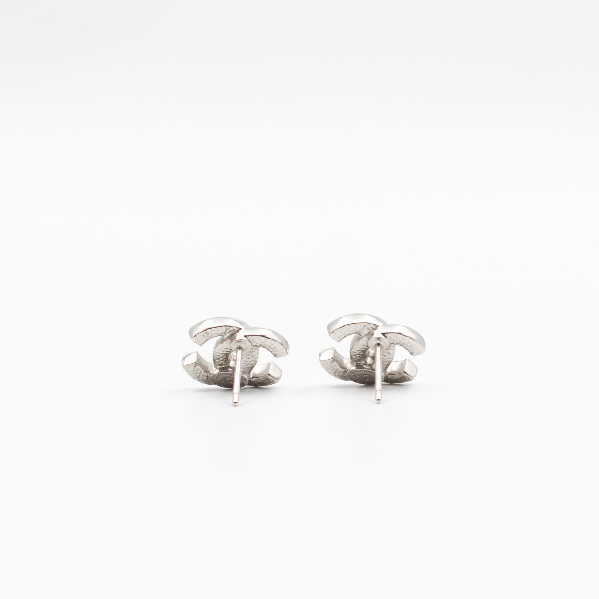 Small CC Crystal Silver Earrings
