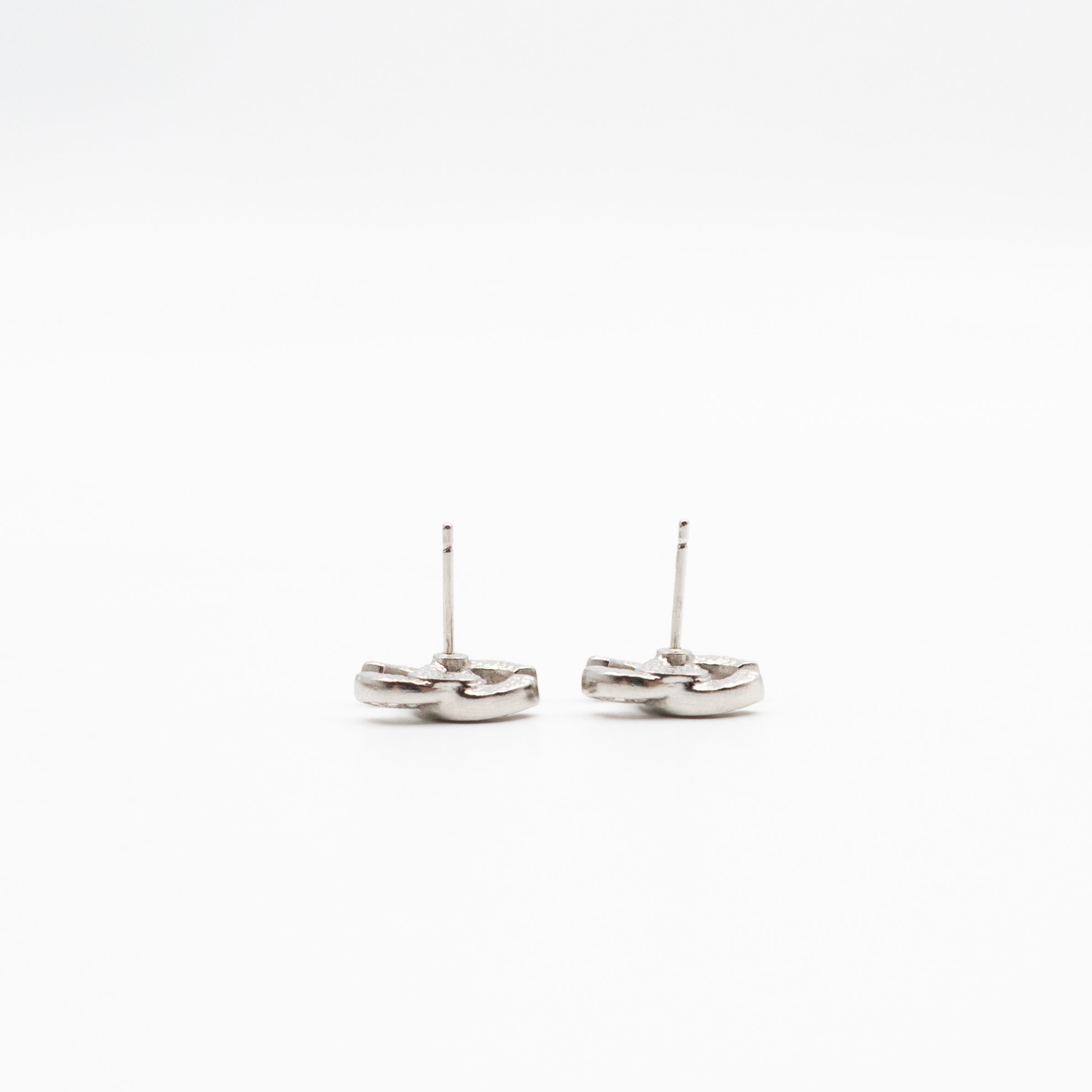 Small CC Crystal Silver Earrings