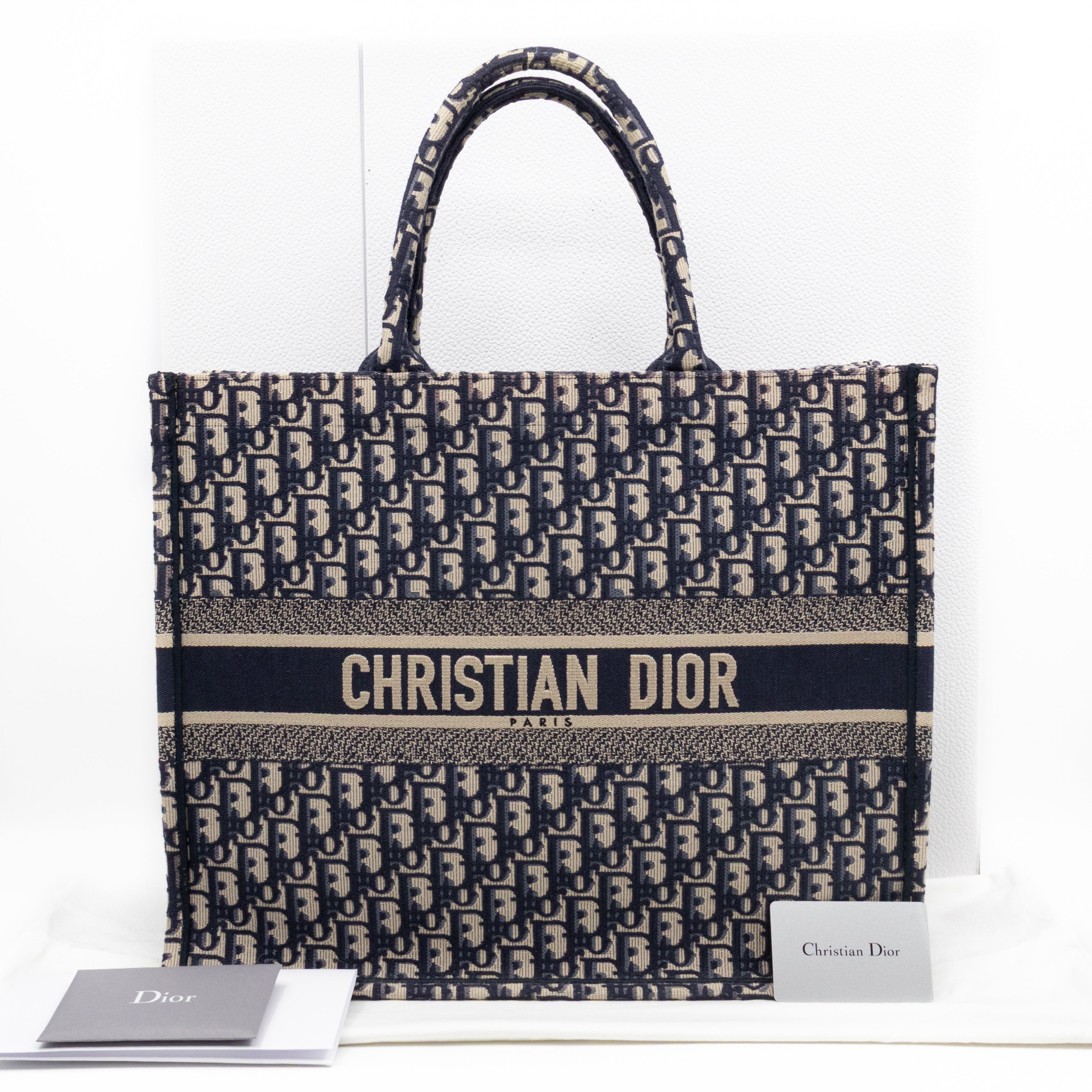 Book Tote Large Blue Oblique Embroidery