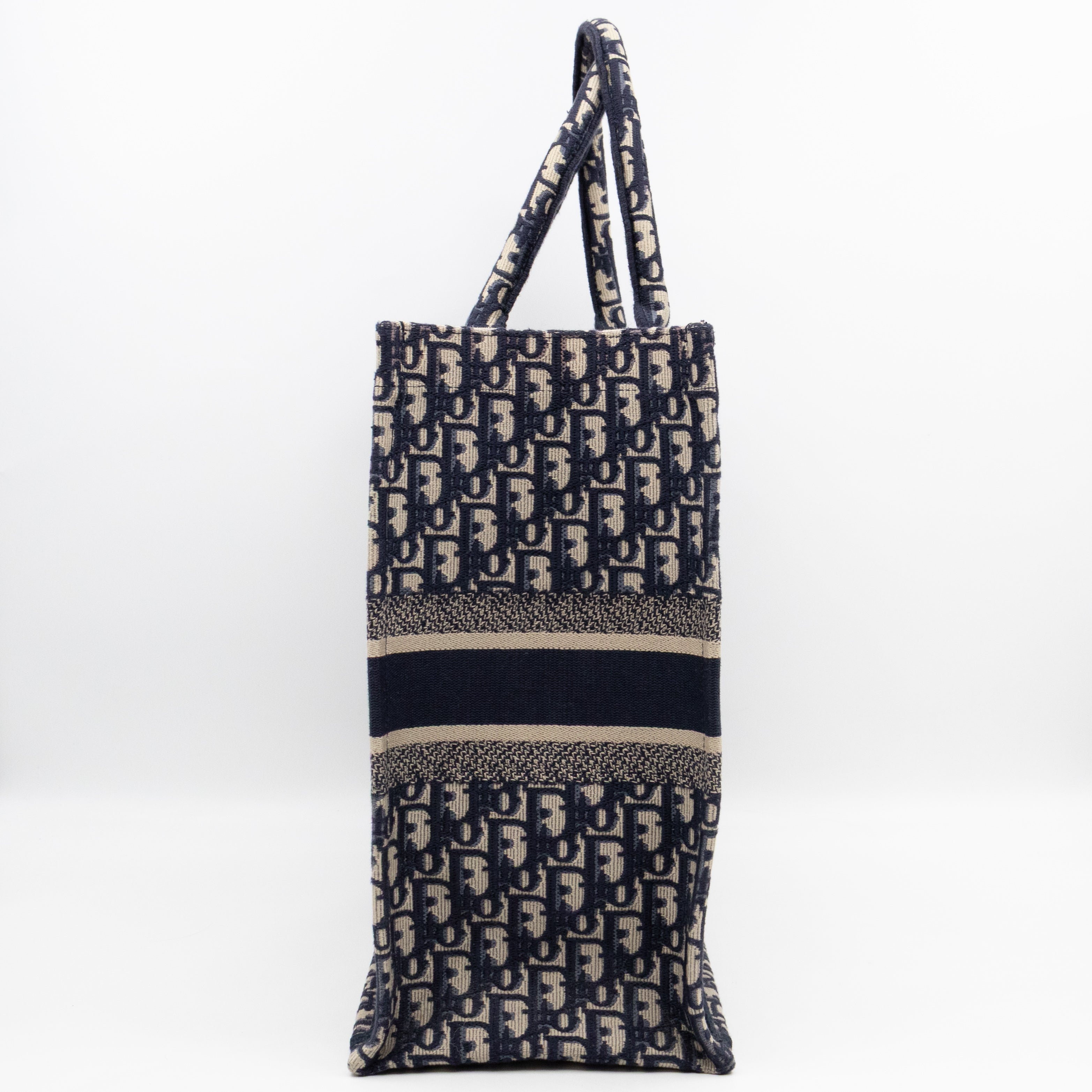 Book Tote Large Blue Oblique Embroidery