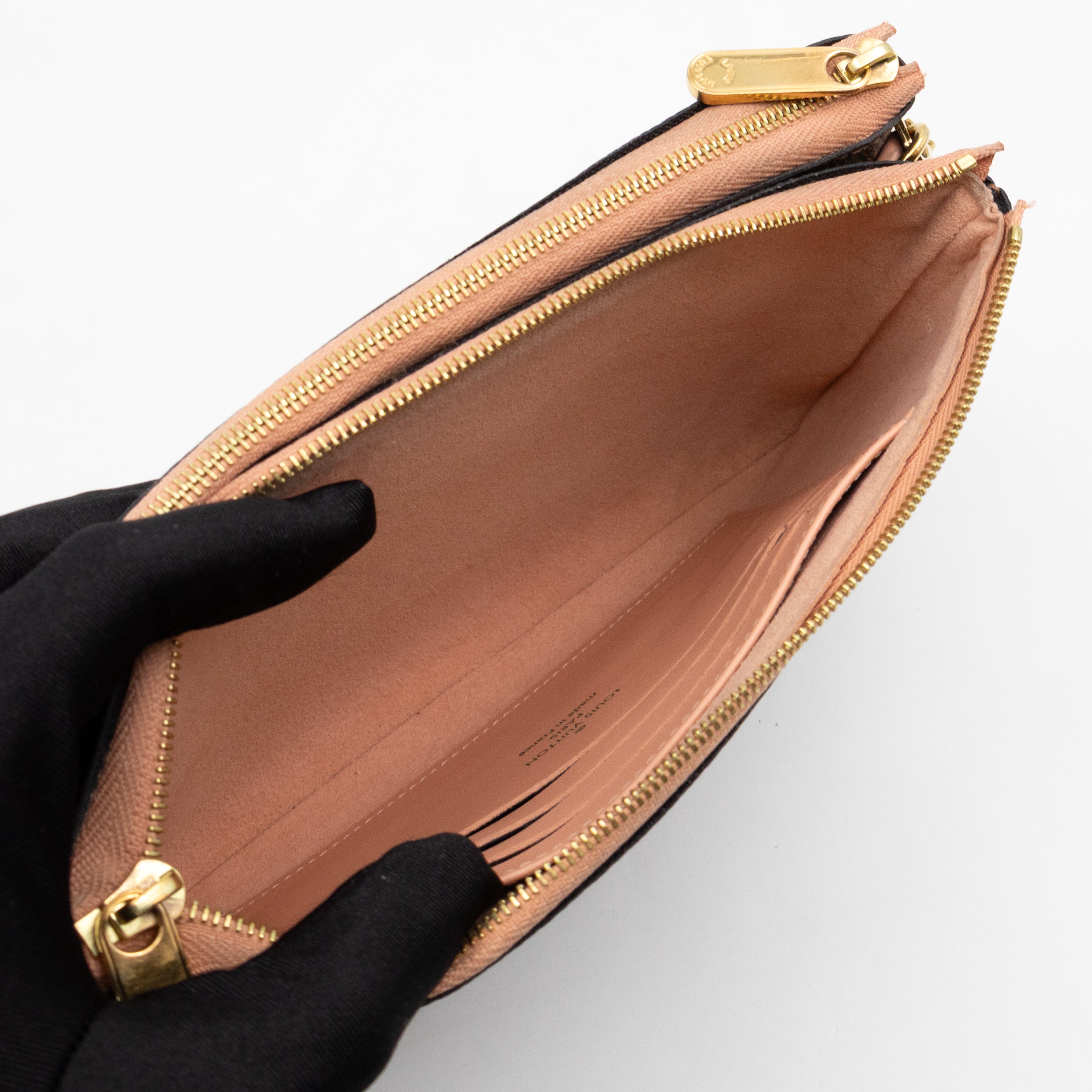 Double Zip Pochette Damier Ebene LV