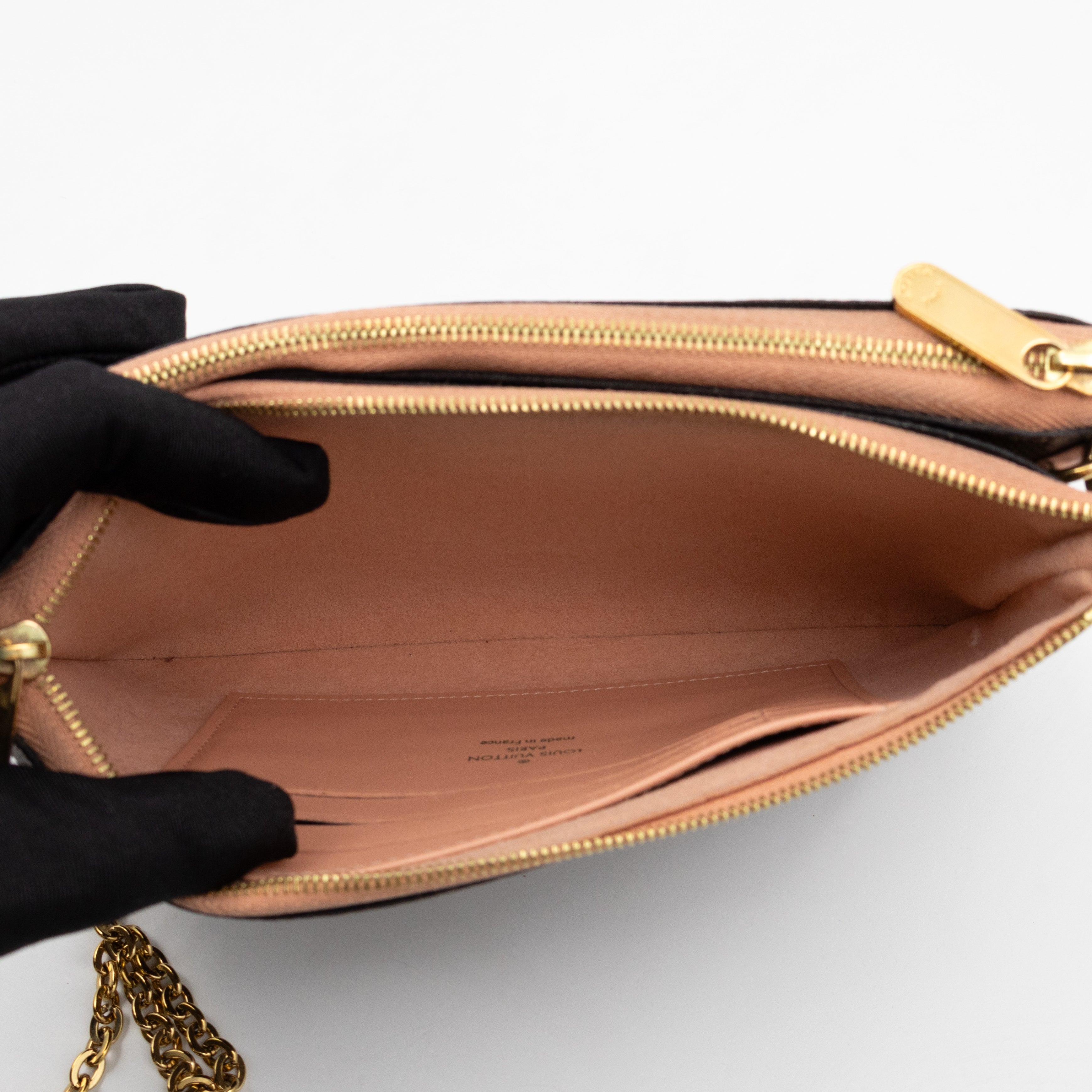 Double Zip Pochette Damier Ebene LV