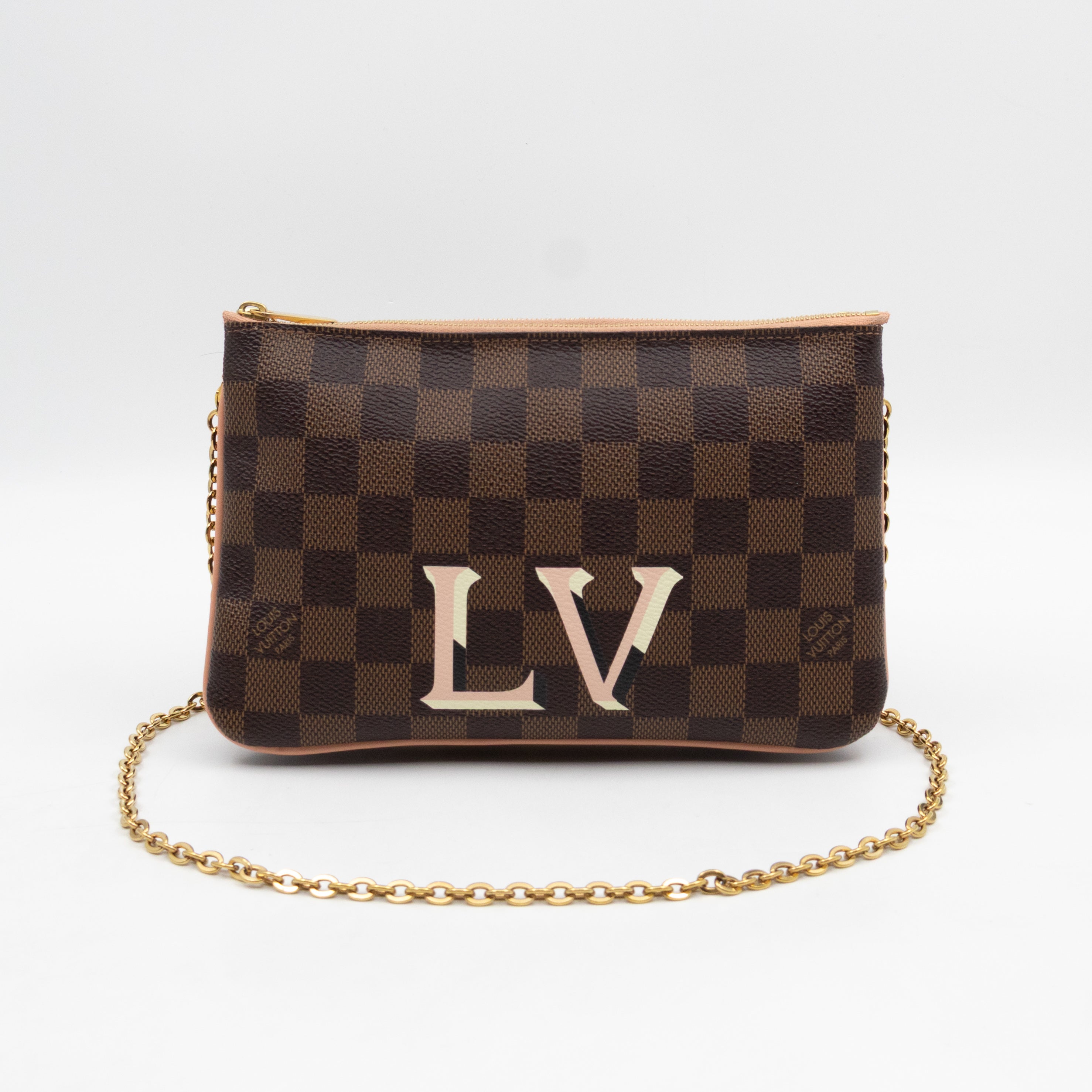 Double Zip Pochette Damier Ebene LV