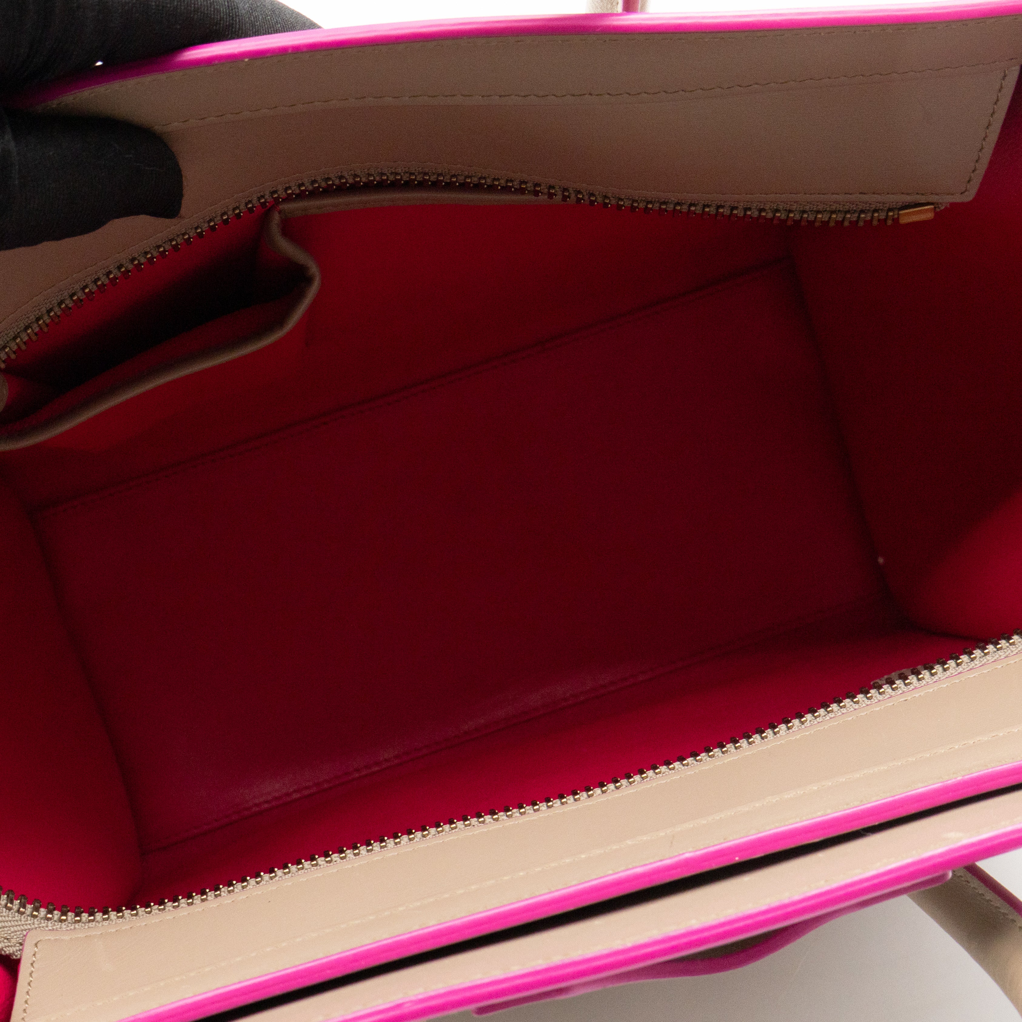 Micro Luggage Grey & Pink Leather