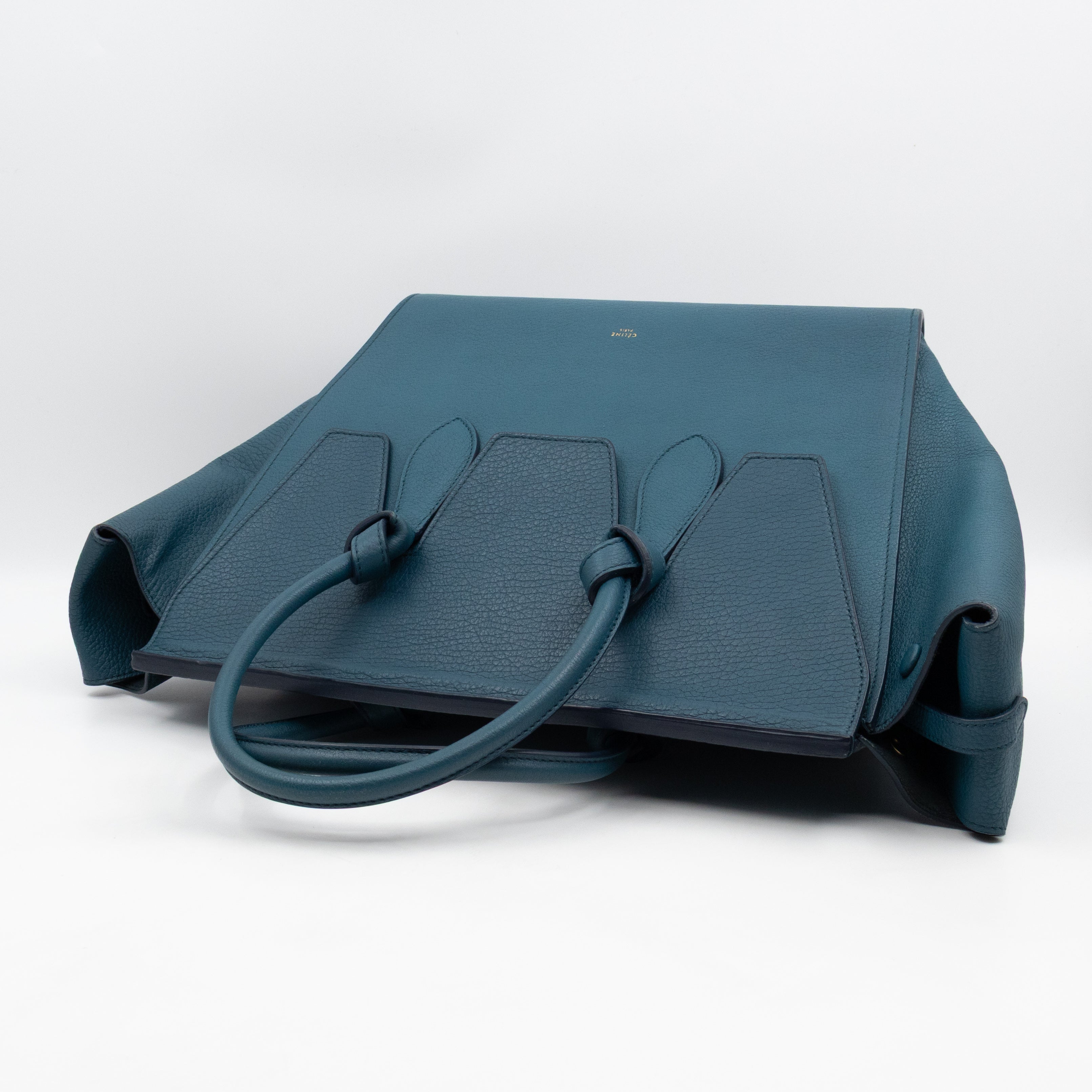 Tie Knot Tote Bag Medium Teal Leather