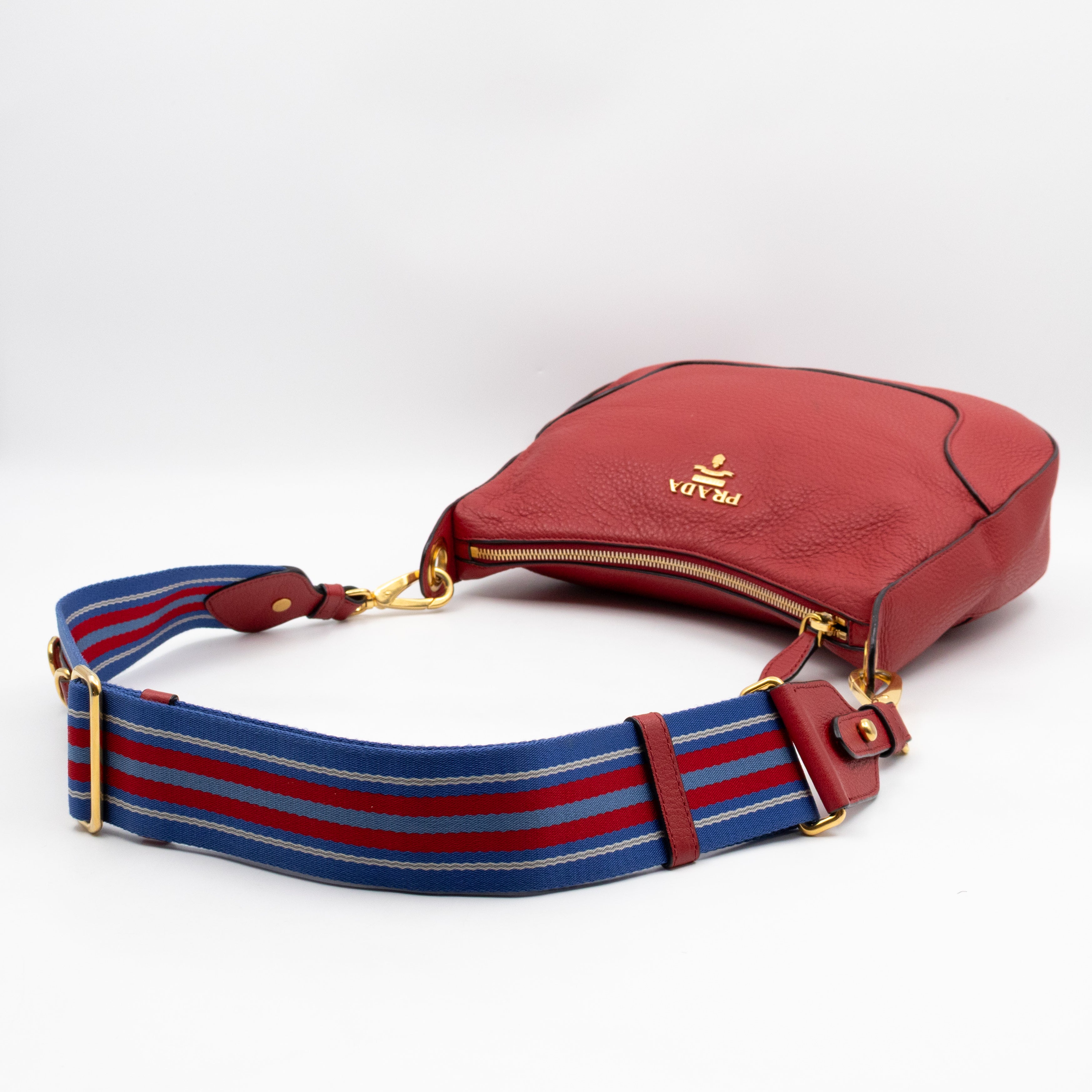 Crossbody Bag Red Vitello Daino Leather