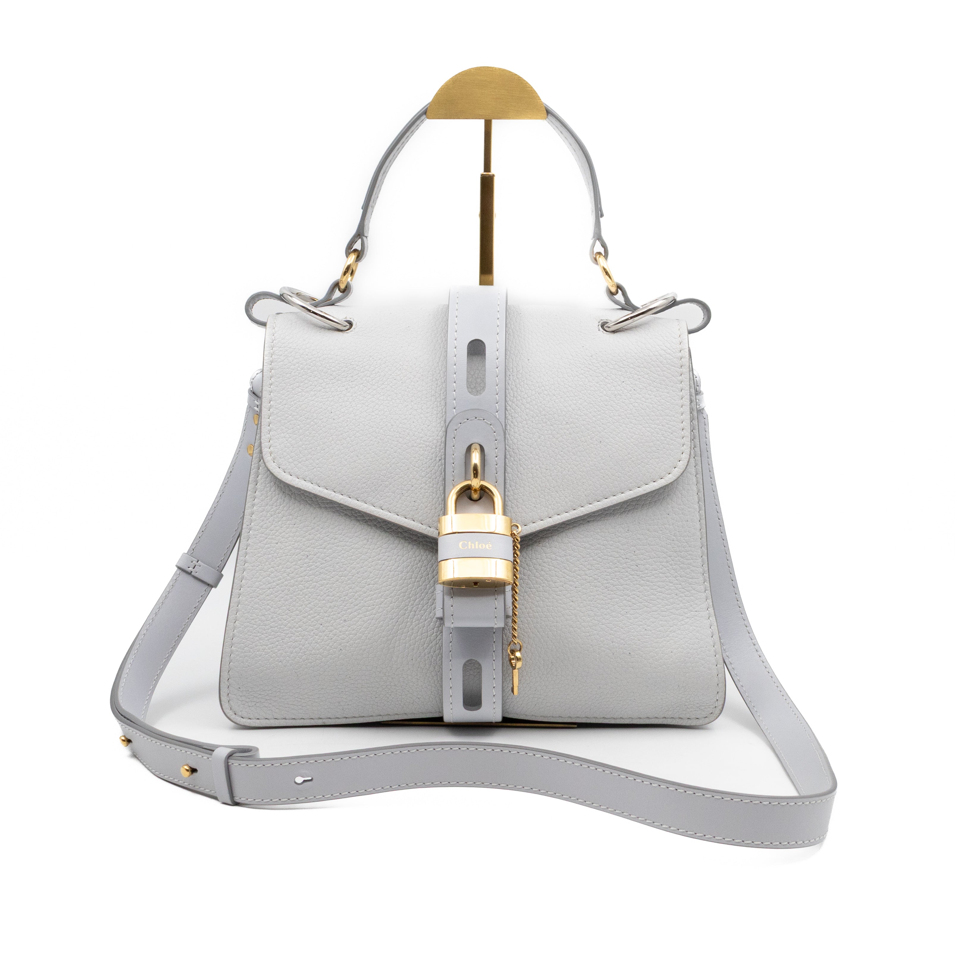 Aby Day Medium Top Handle Shoulder Bag Light Grey Leather