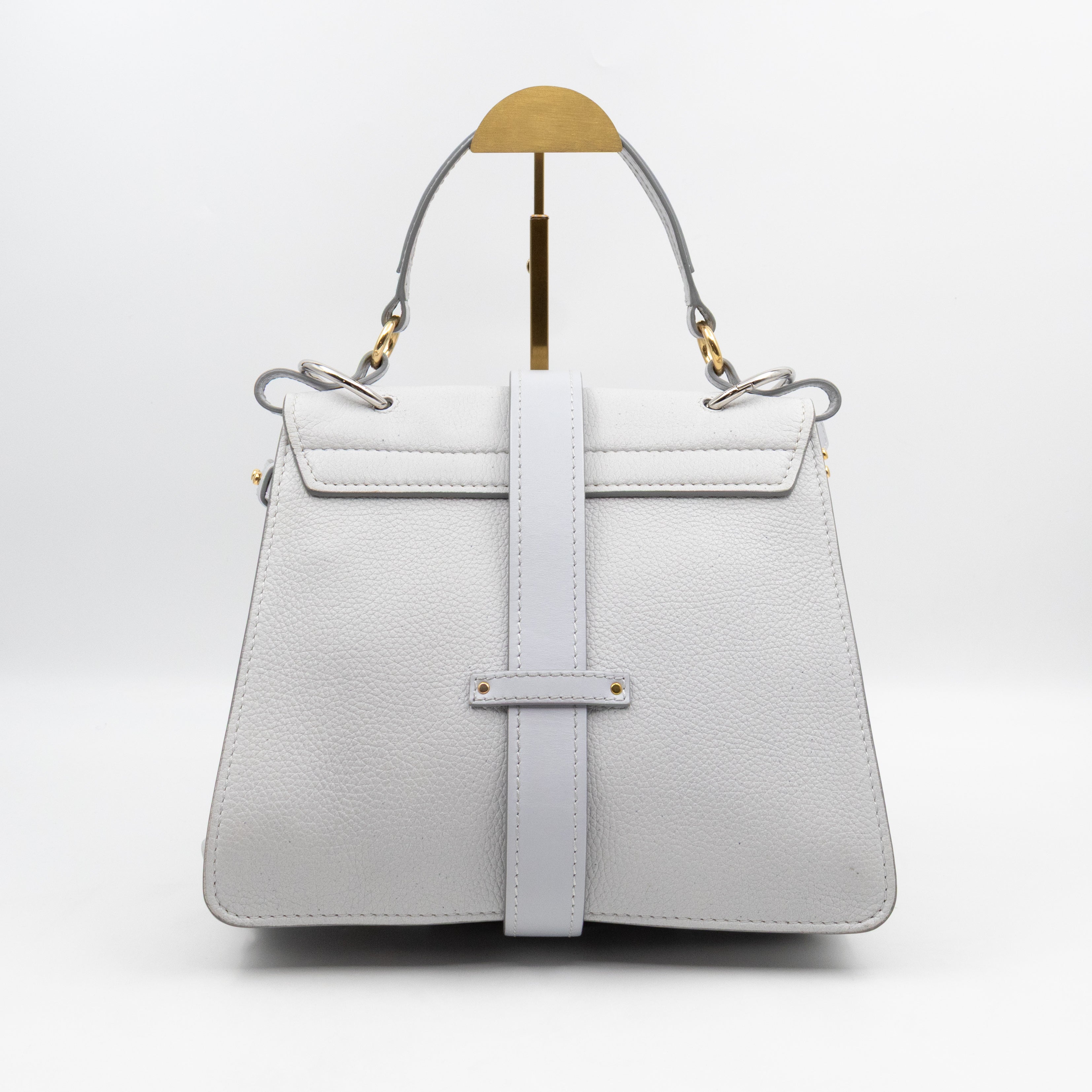 Aby Day Medium Top Handle Shoulder Bag Light Grey Leather