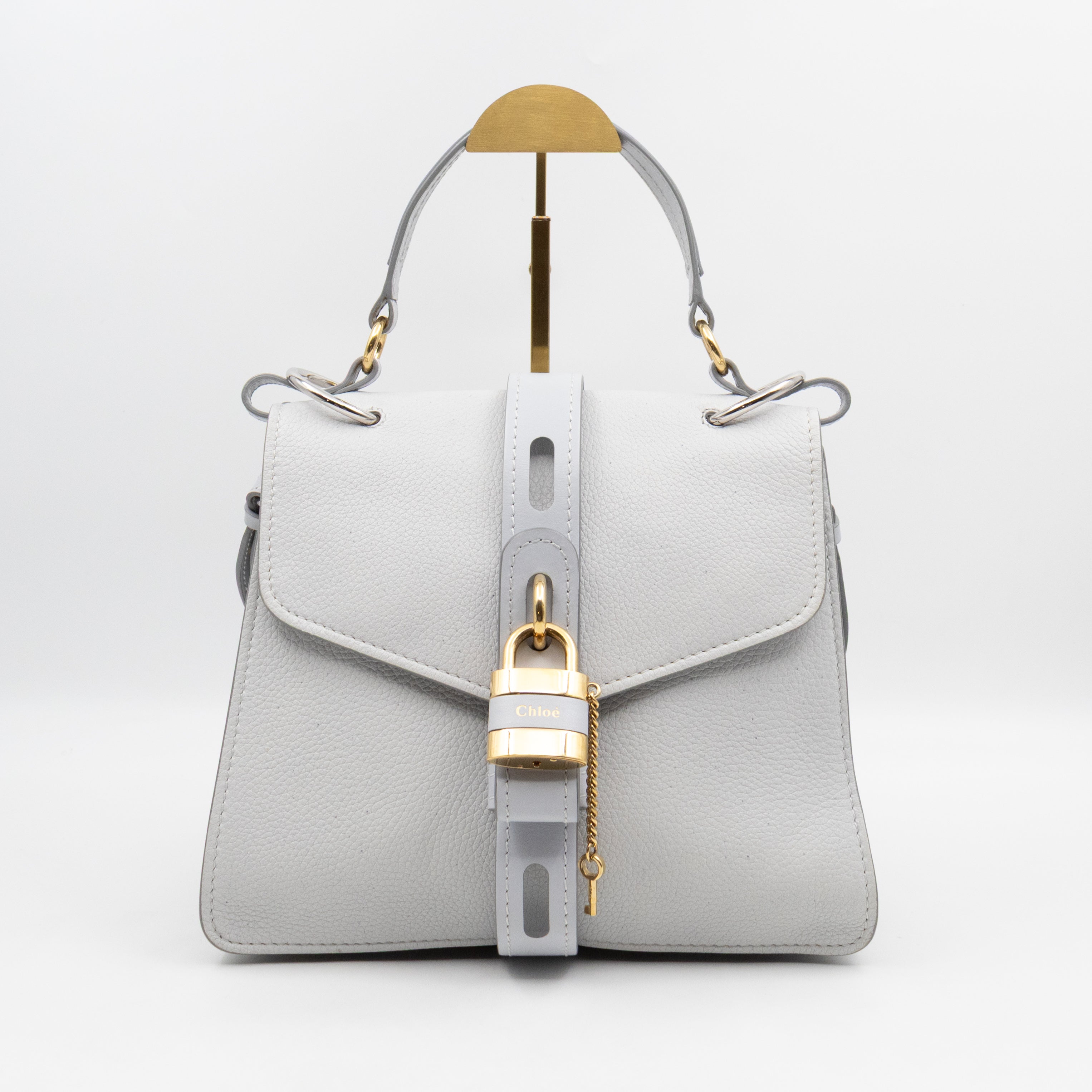 Aby Day Medium Top Handle Shoulder Bag Light Grey Leather