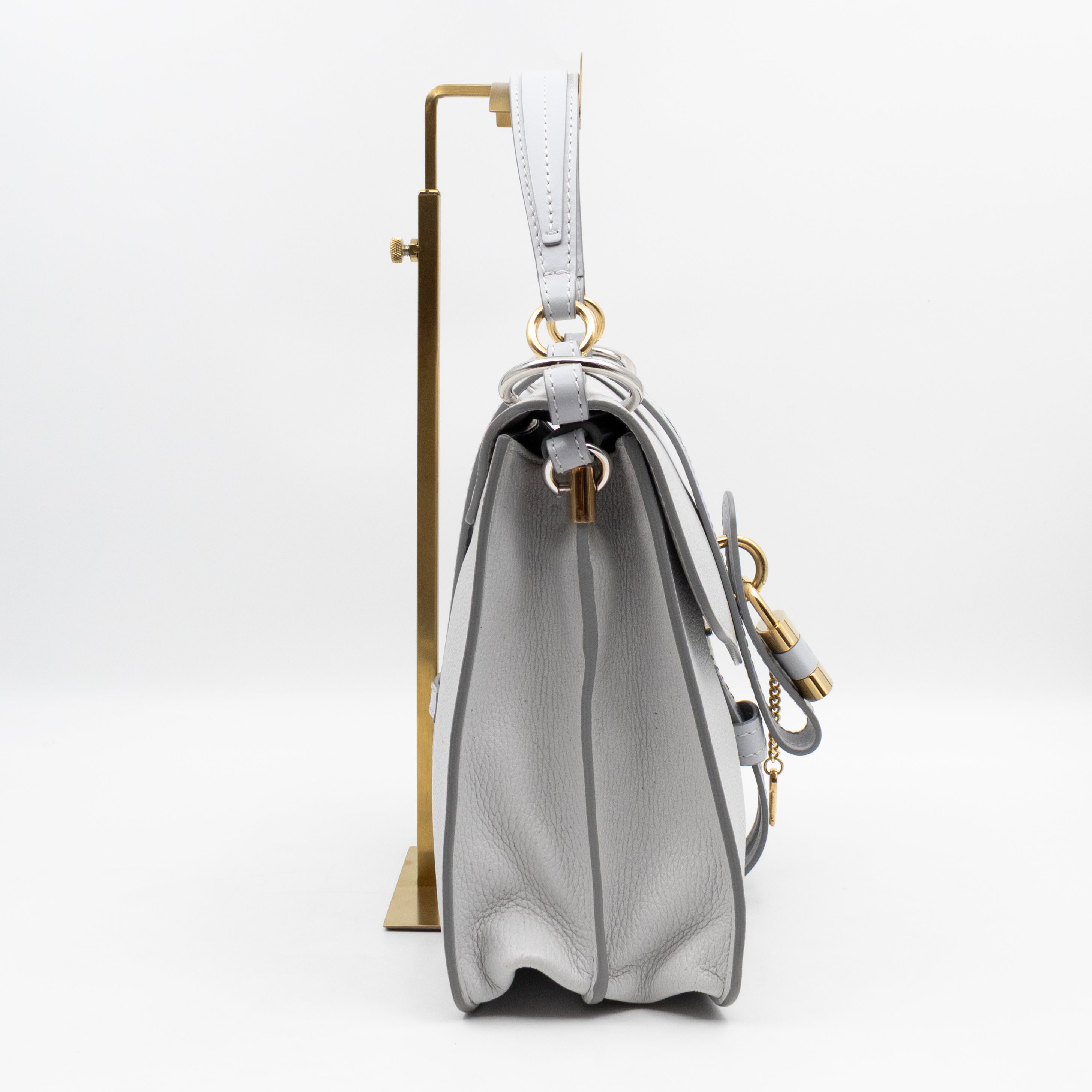 Aby Day Medium Top Handle Shoulder Bag Light Grey Leather