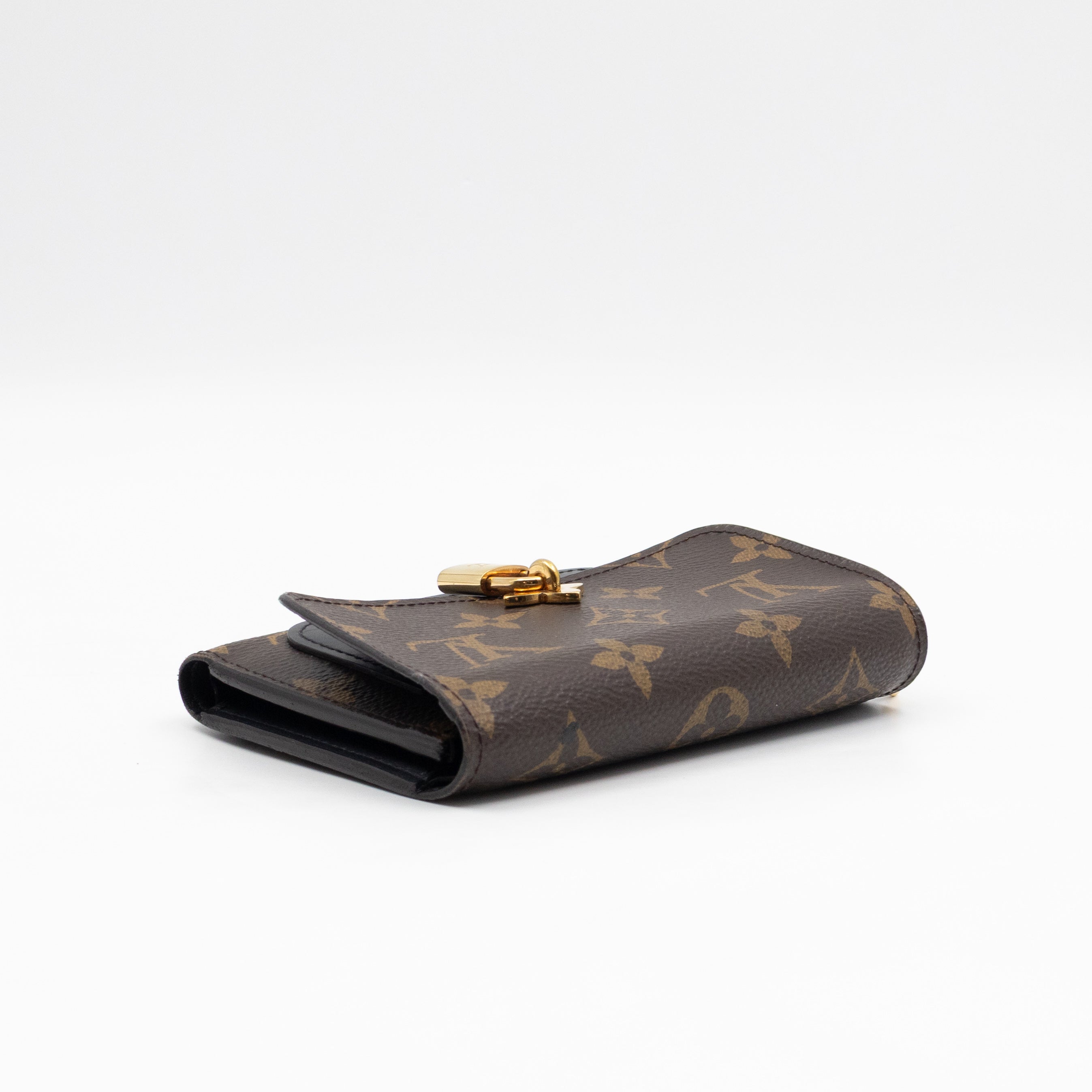 Flower Lock Compact Wallet Monogram Black