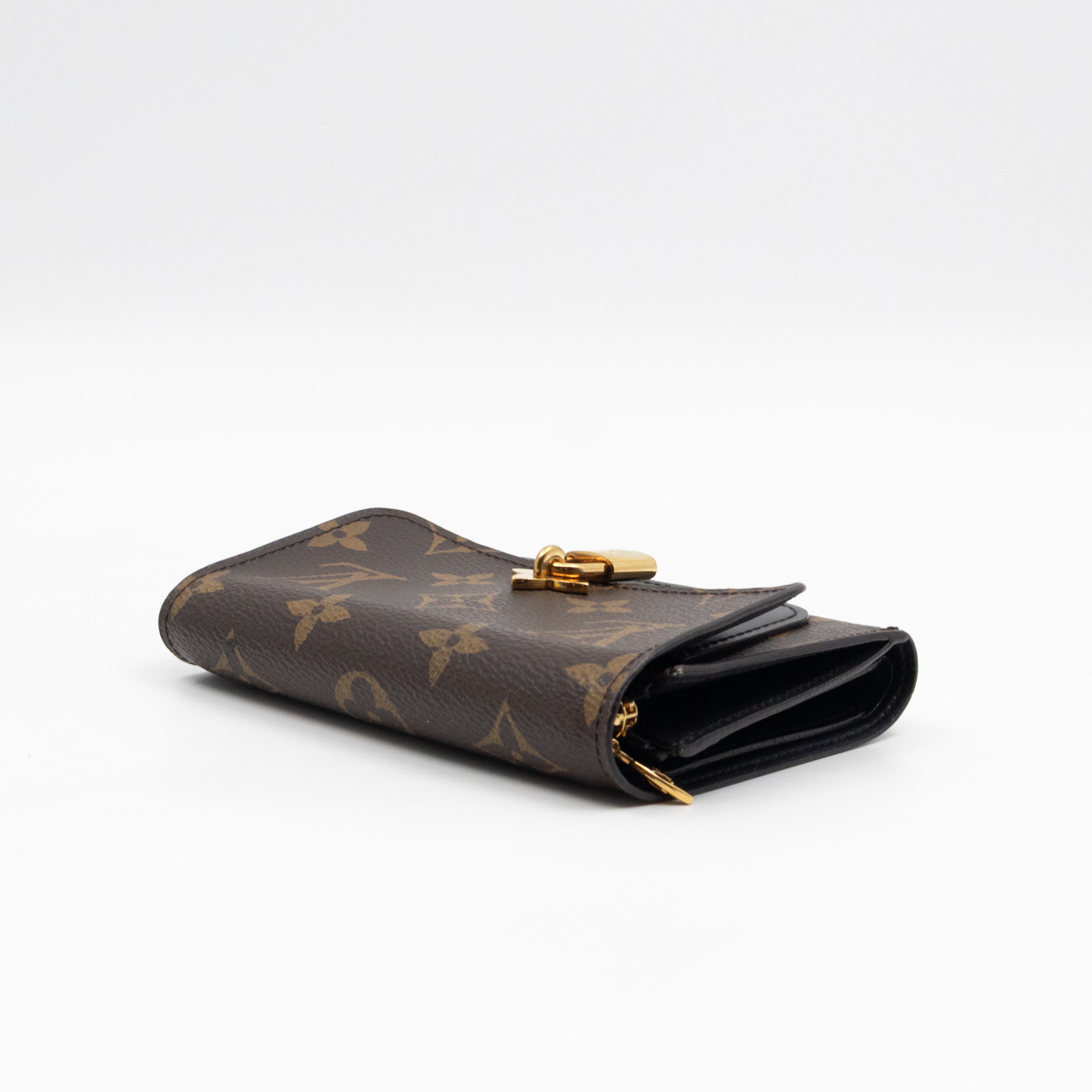 Flower Lock Compact Wallet Monogram Black