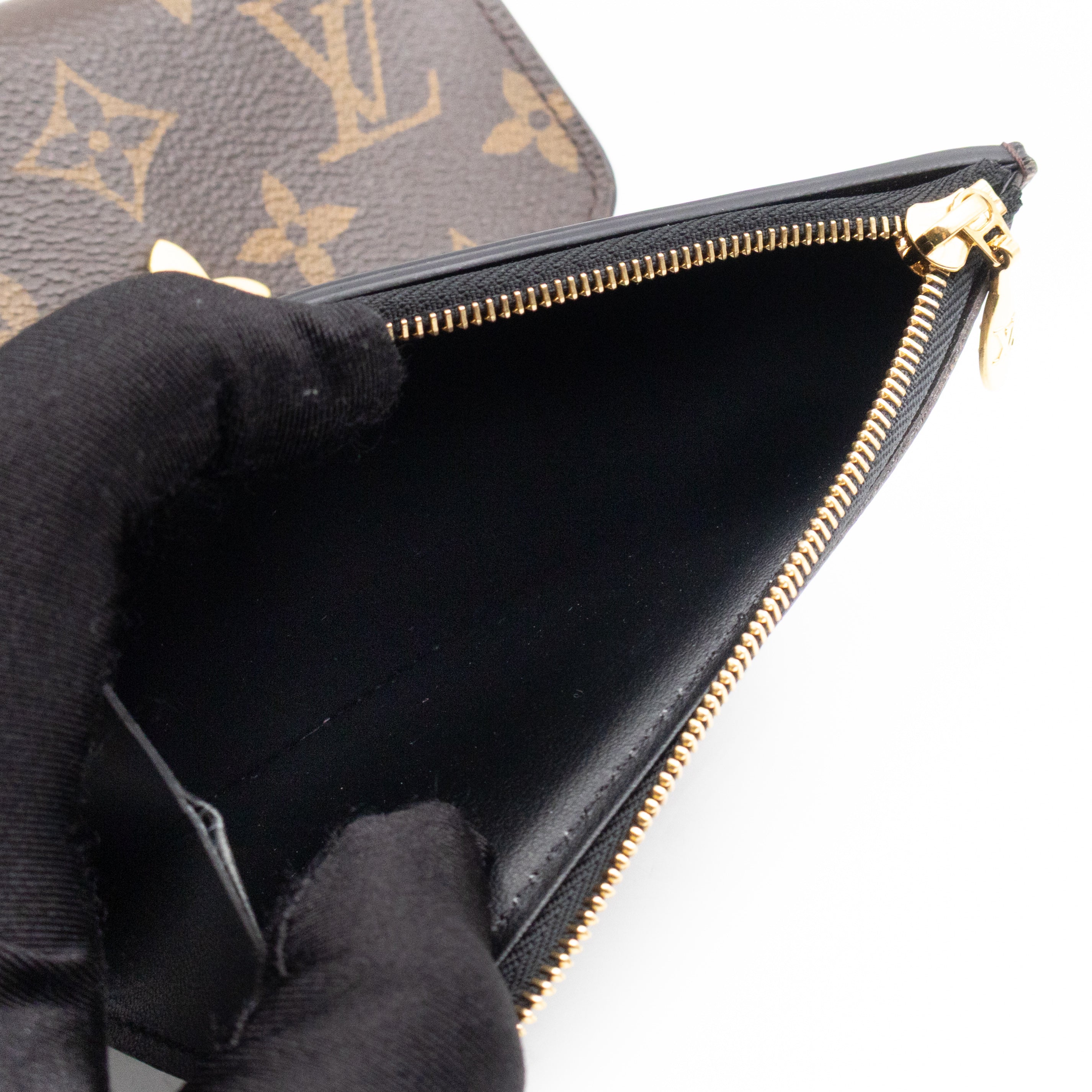 Flower Lock Compact Wallet Monogram Black