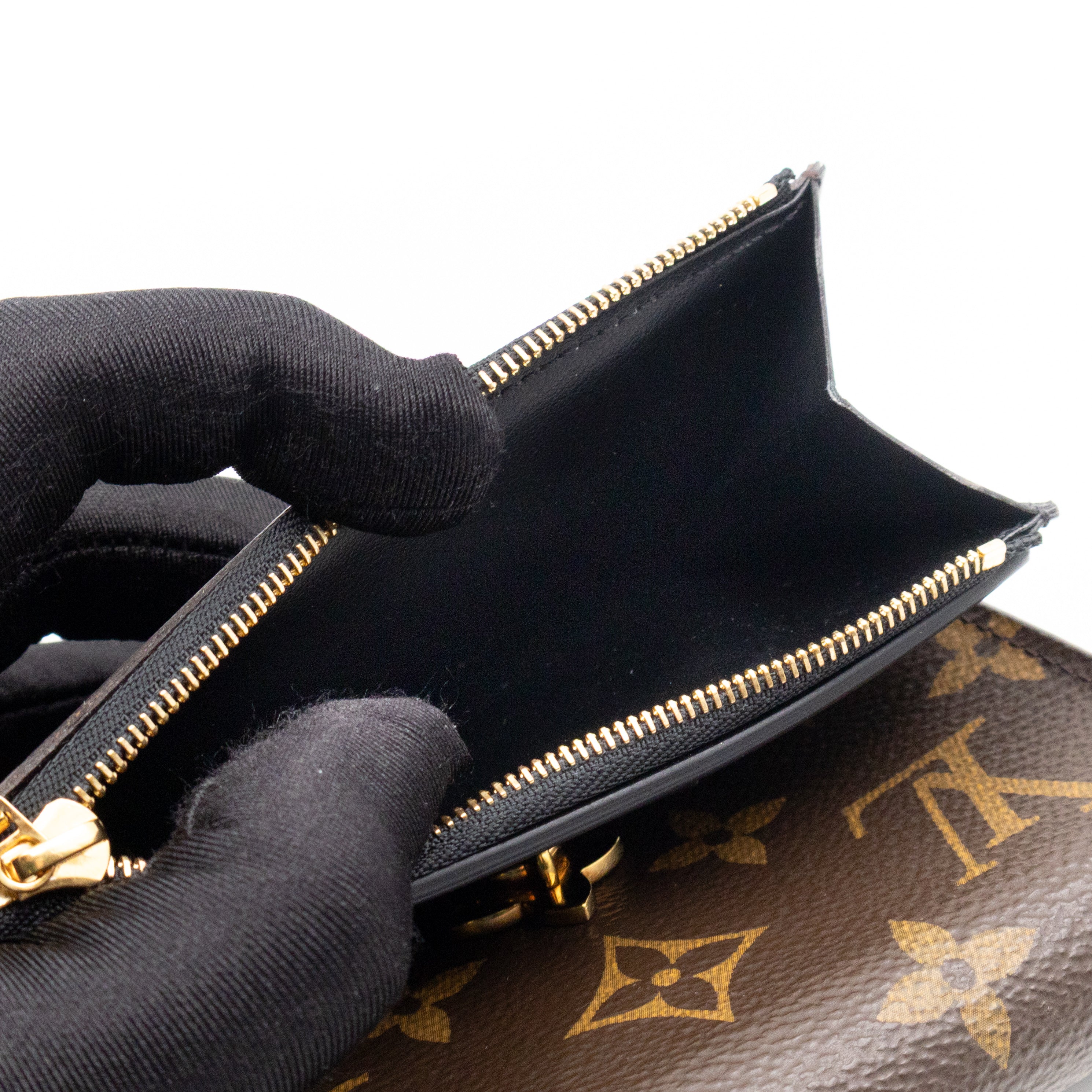 Flower Lock Compact Wallet Monogram Black