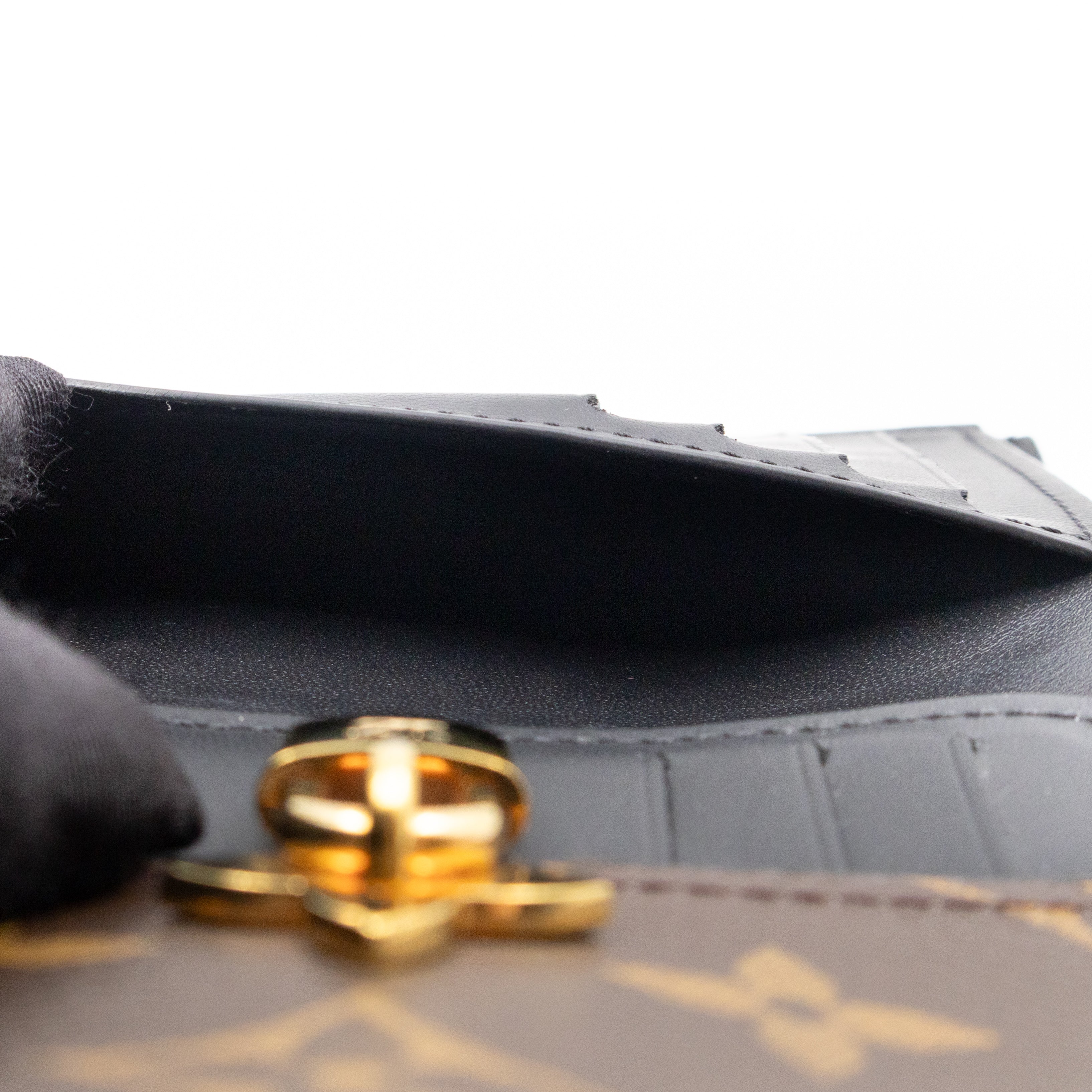 Flower Lock Compact Wallet Monogram Black