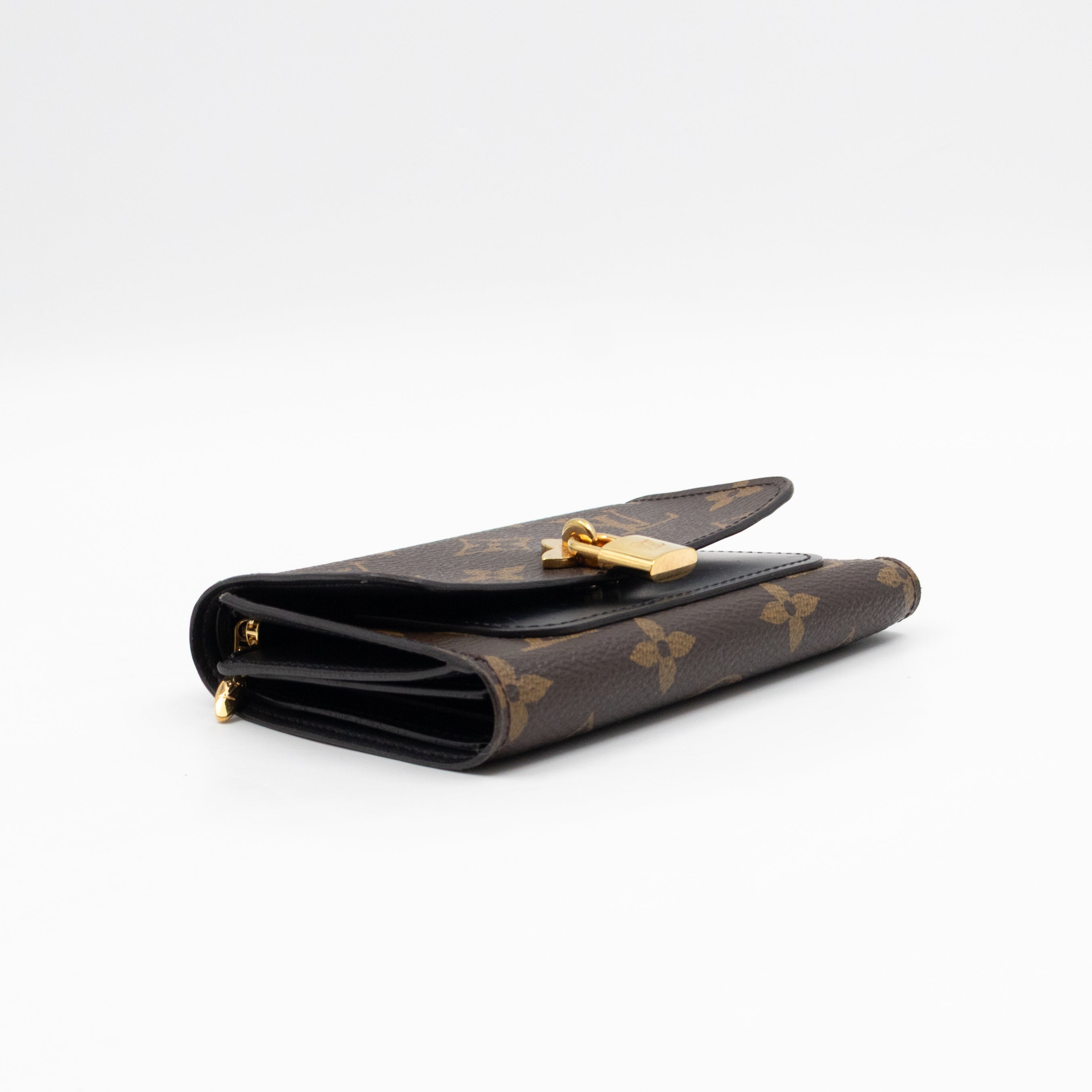 Flower Lock Compact Wallet Monogram Black
