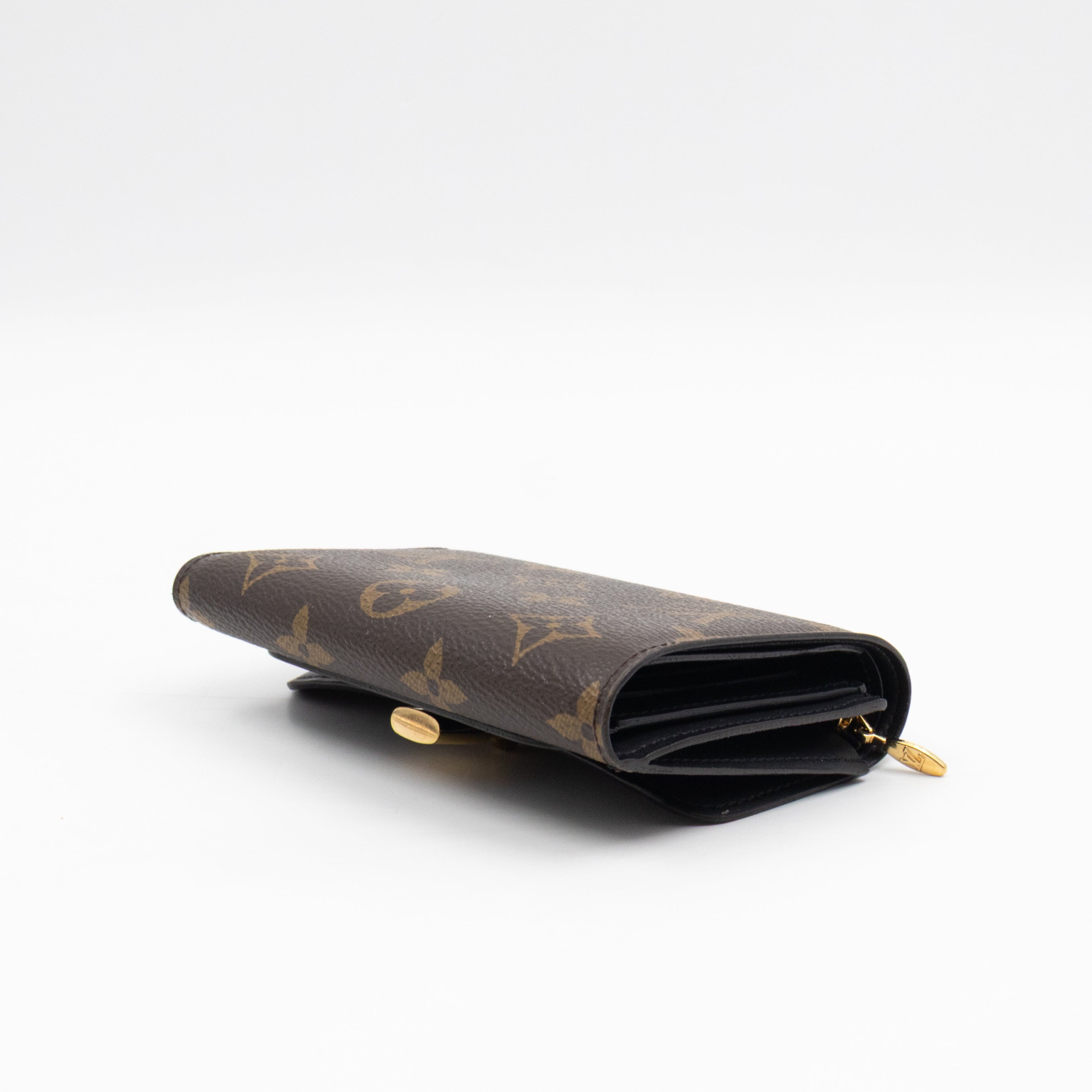 Flower Lock Compact Wallet Monogram Black