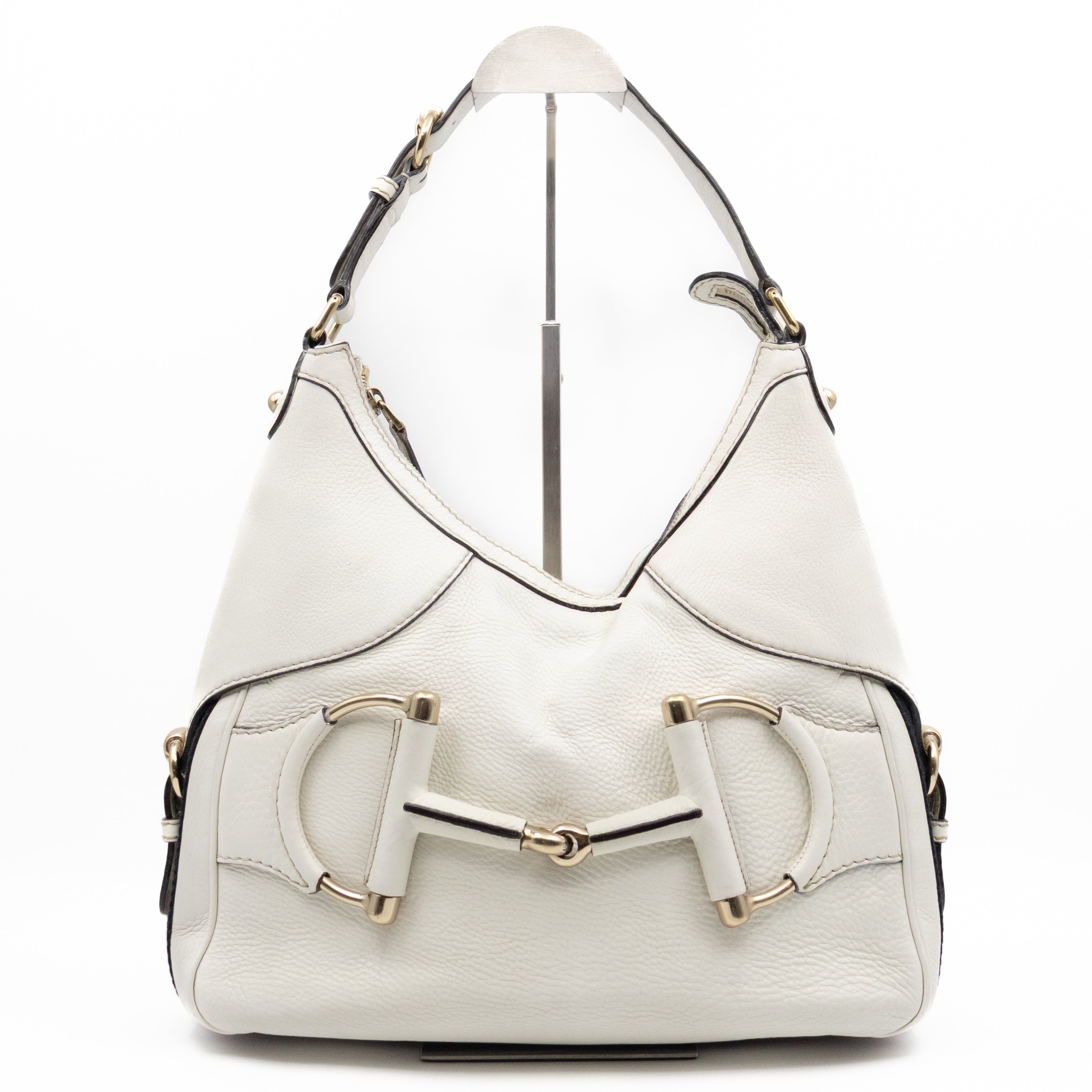 Heritage Horsebit Hobo White Leather