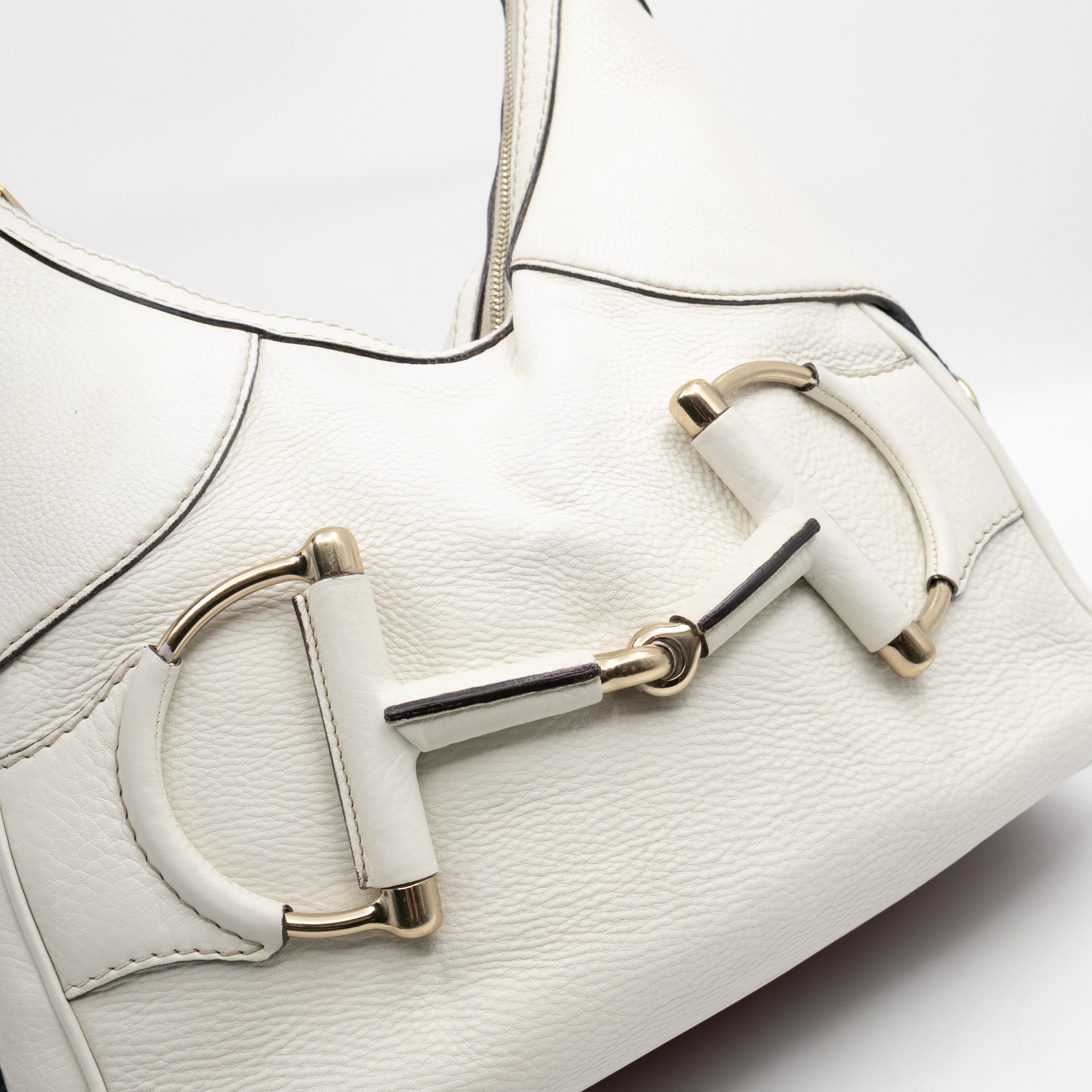 Heritage Horsebit Hobo White Leather