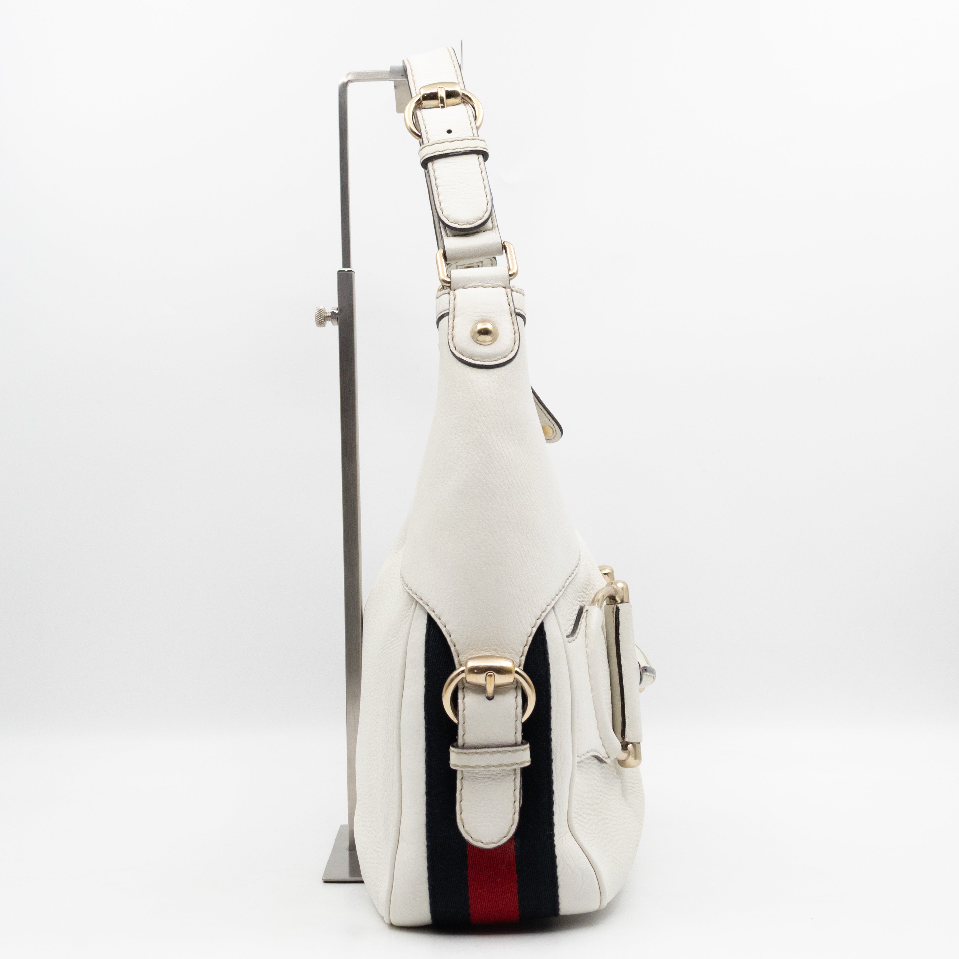 Heritage Horsebit Hobo White Leather