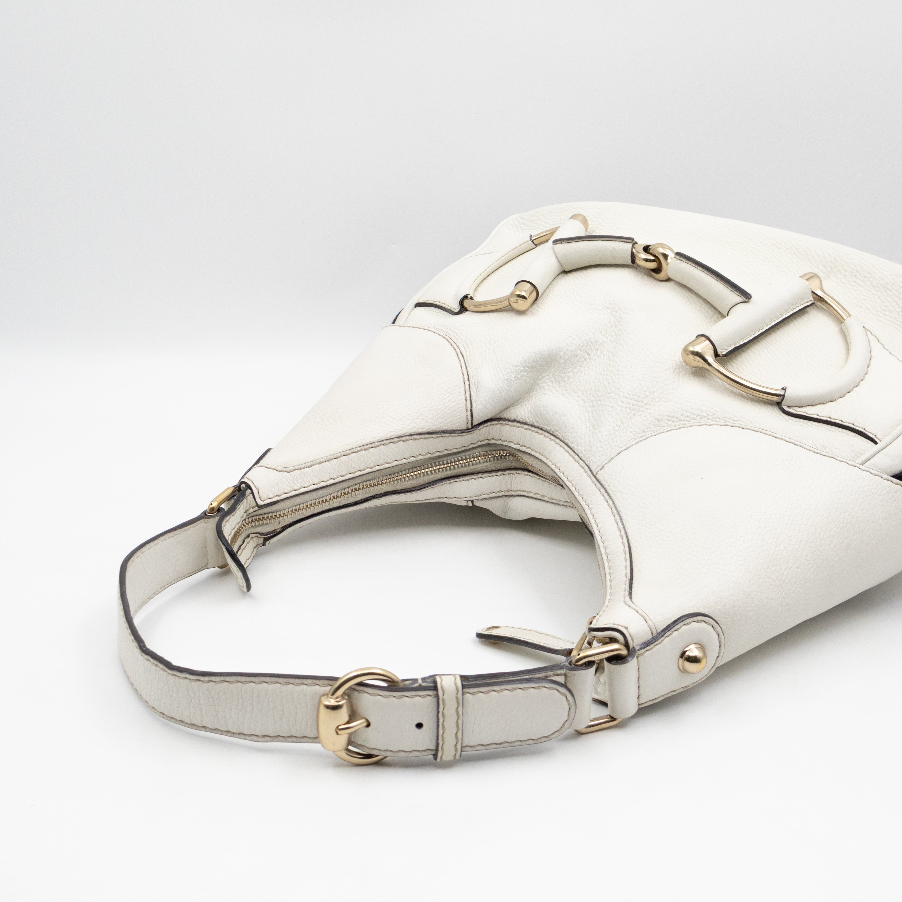 Heritage Horsebit Hobo White Leather