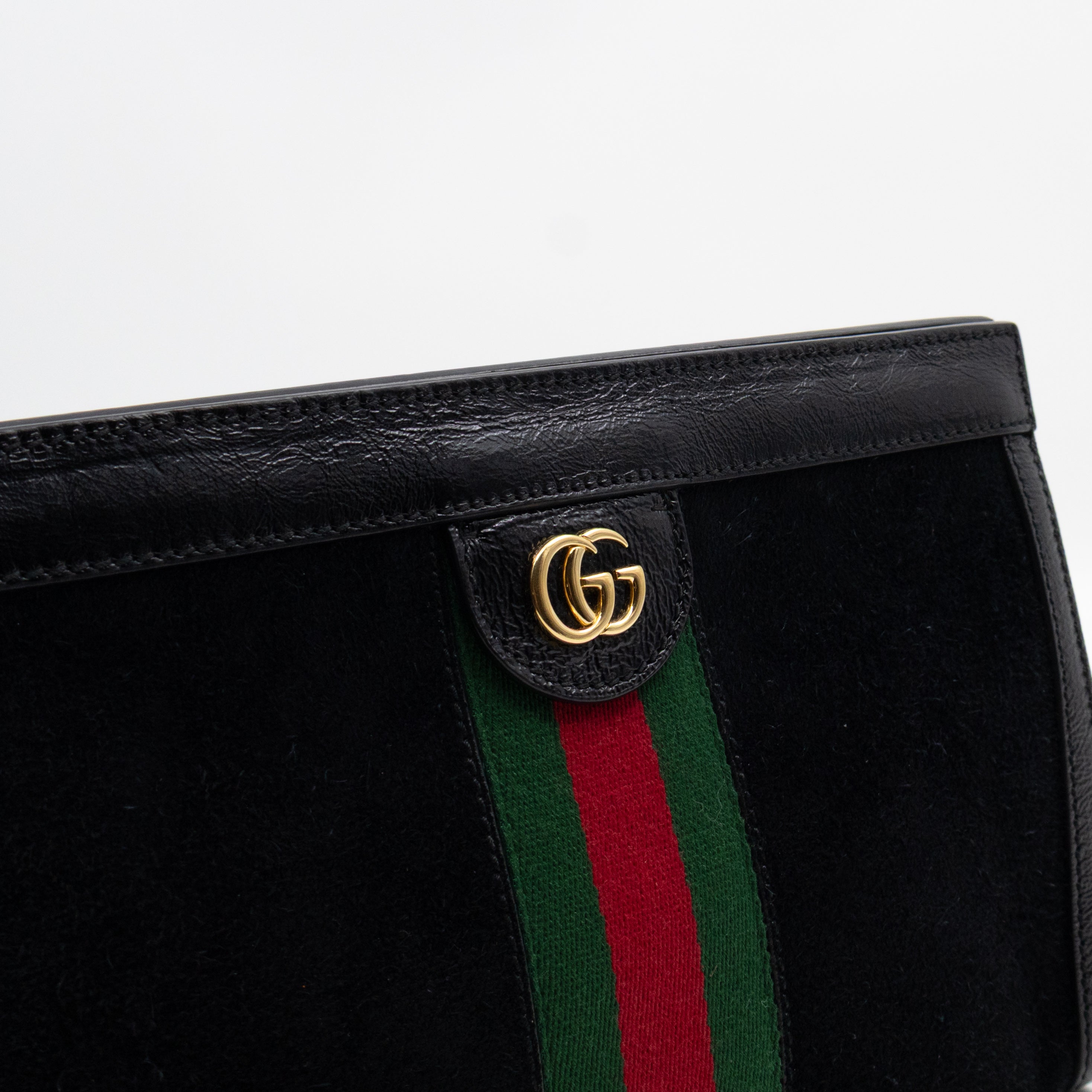 Ophidia Chain GG Small Shoulder Bag Black Suede