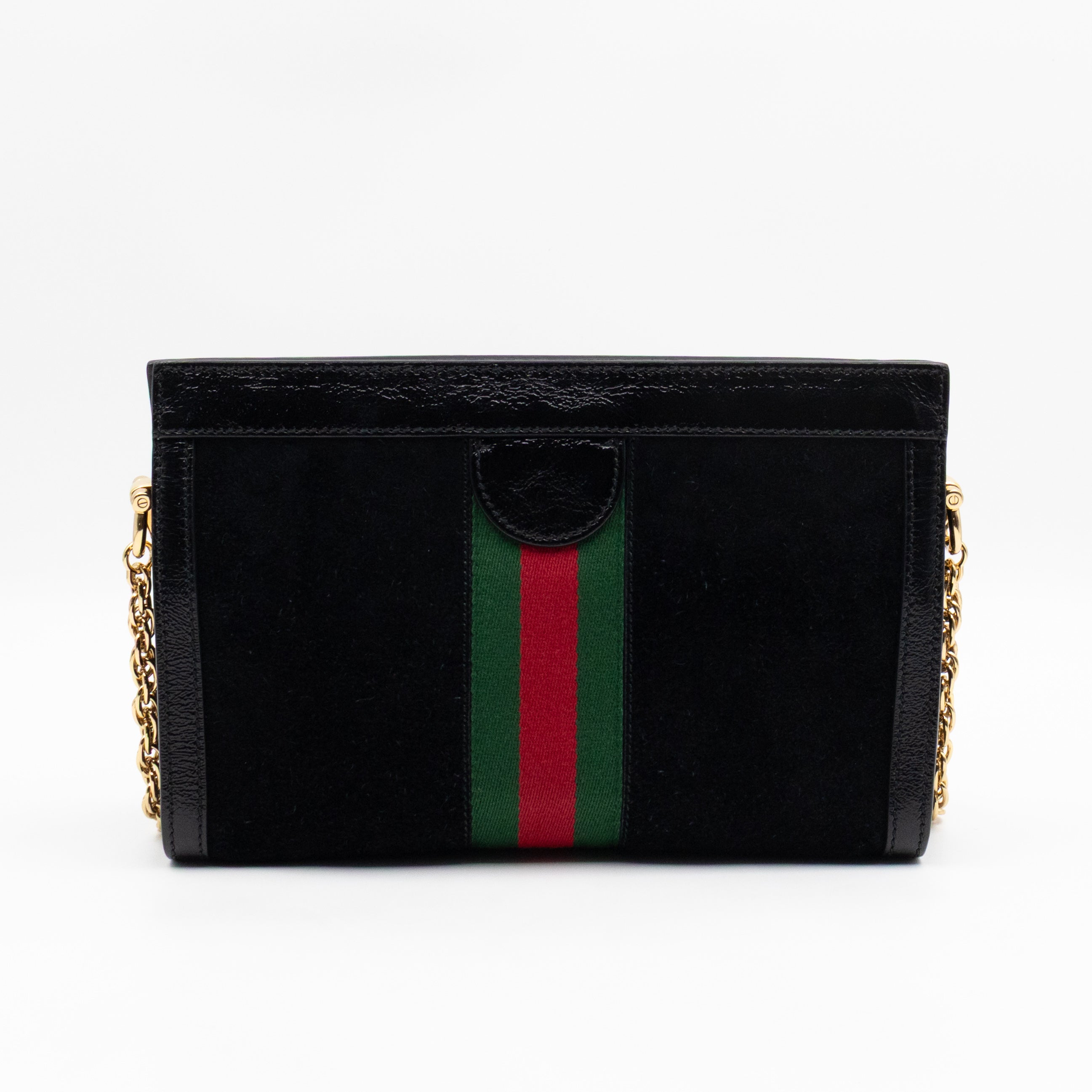 Ophidia Chain GG Small Shoulder Bag Black Suede