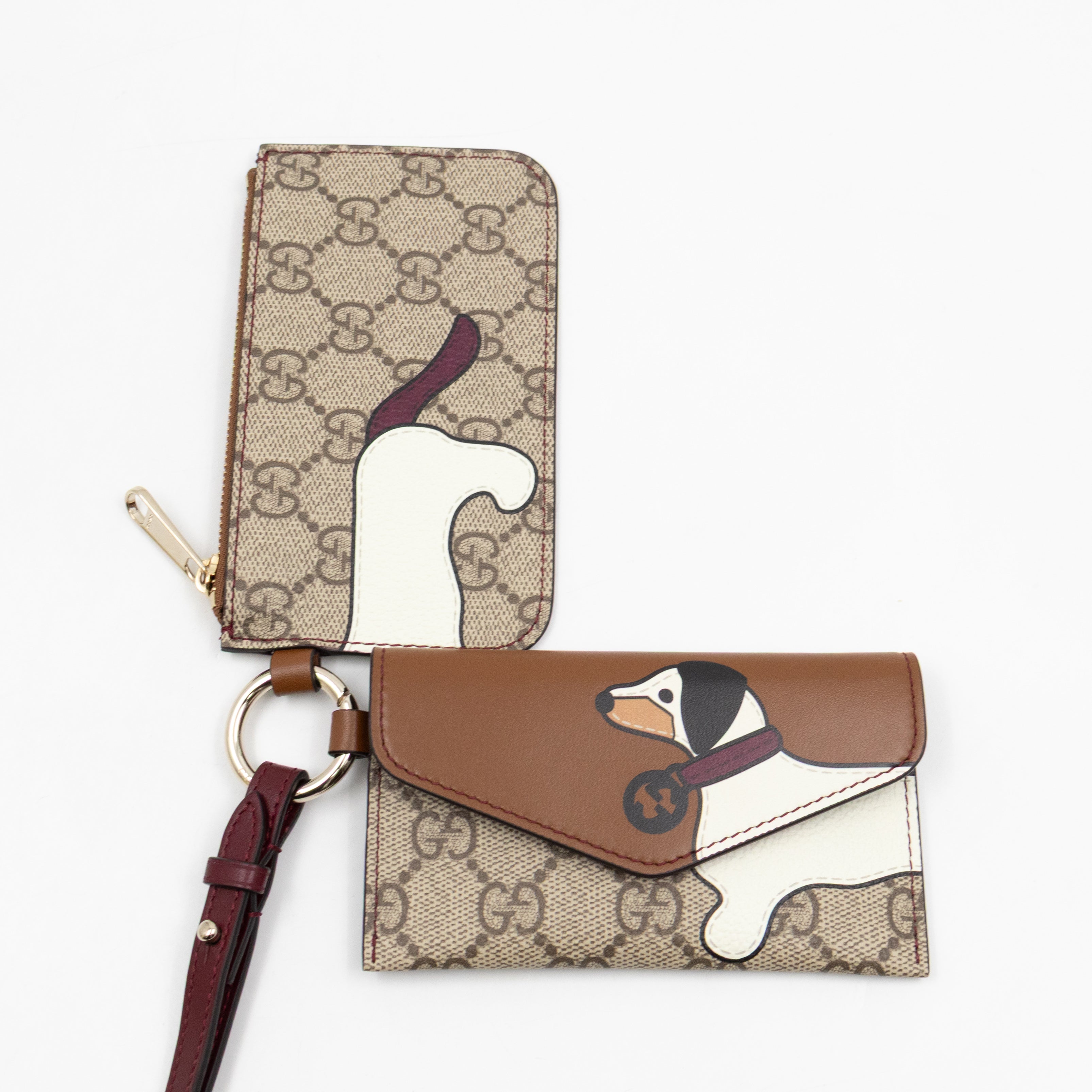 Multifunction Lanyard With Dog Print GG Supreme Brown