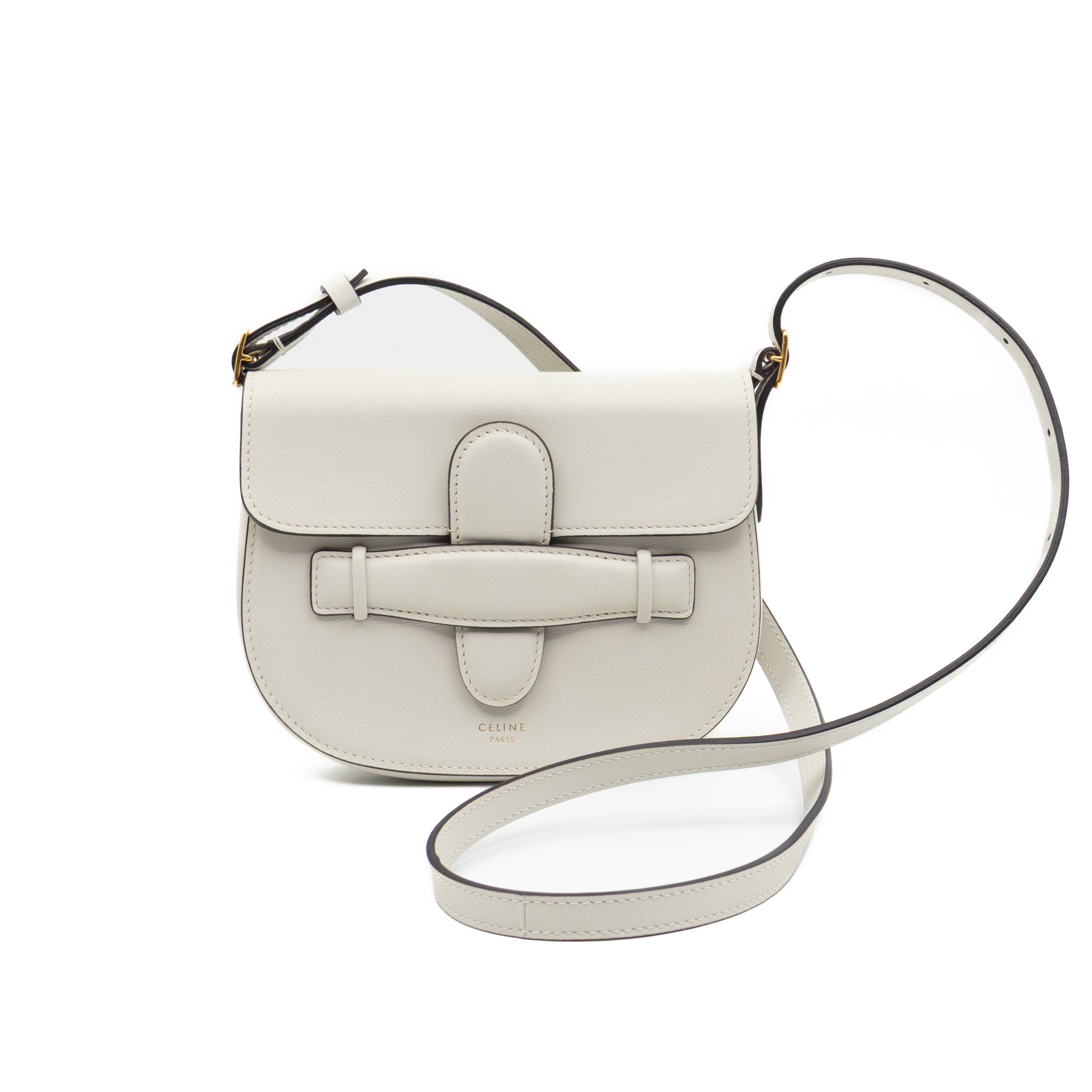 Symmetrical Mini Crossbody Bag White Leather