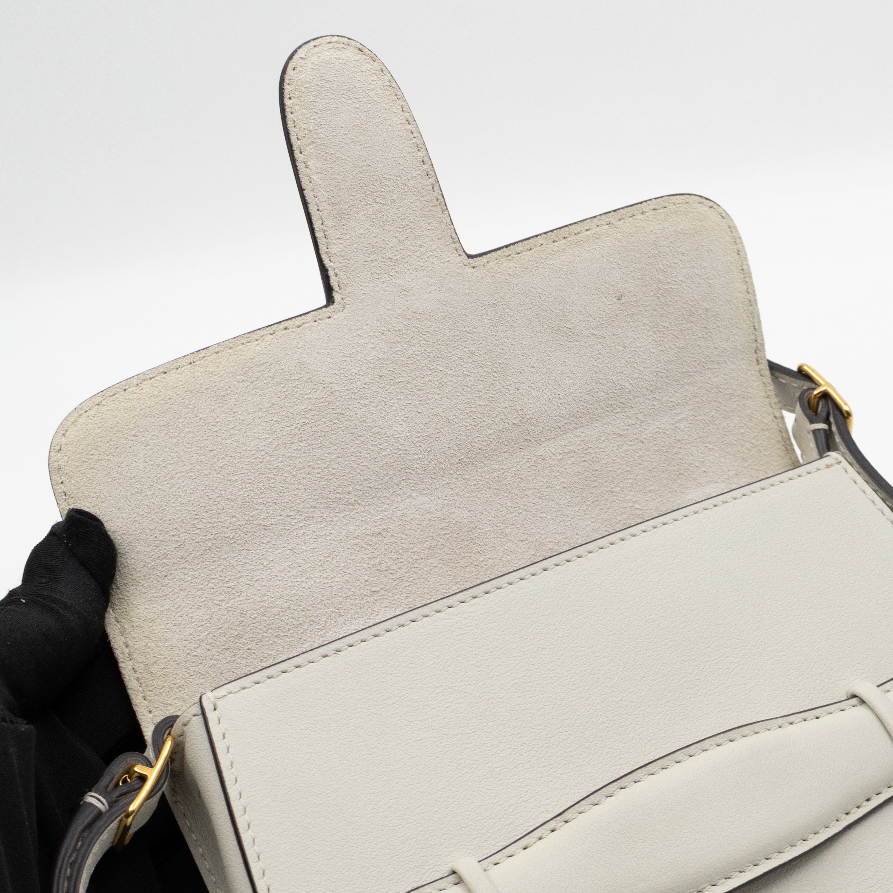 Symmetrical Mini Crossbody Bag White Leather