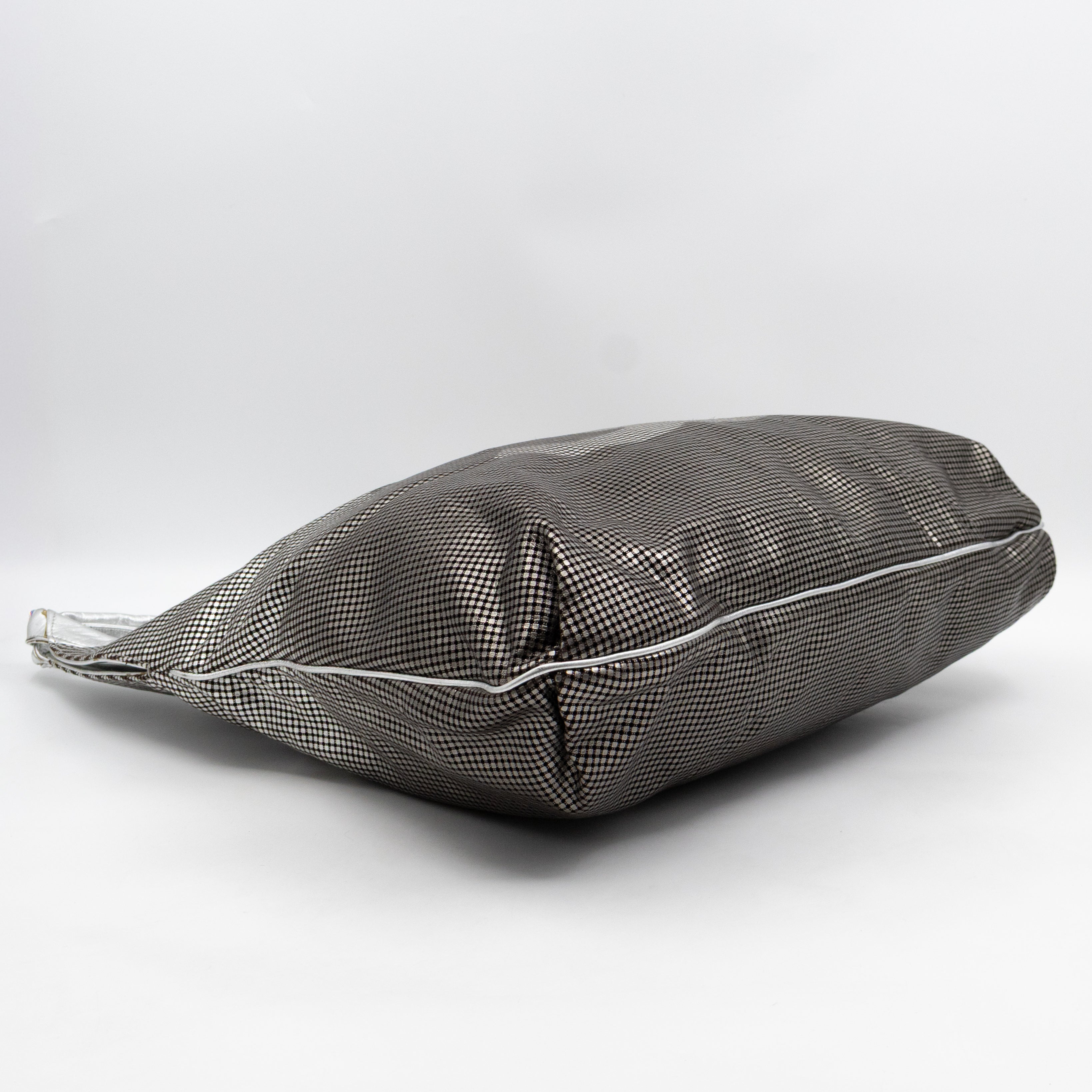 Hollywood Hobo Tote Perforated Metallic Ombre Leather Silver