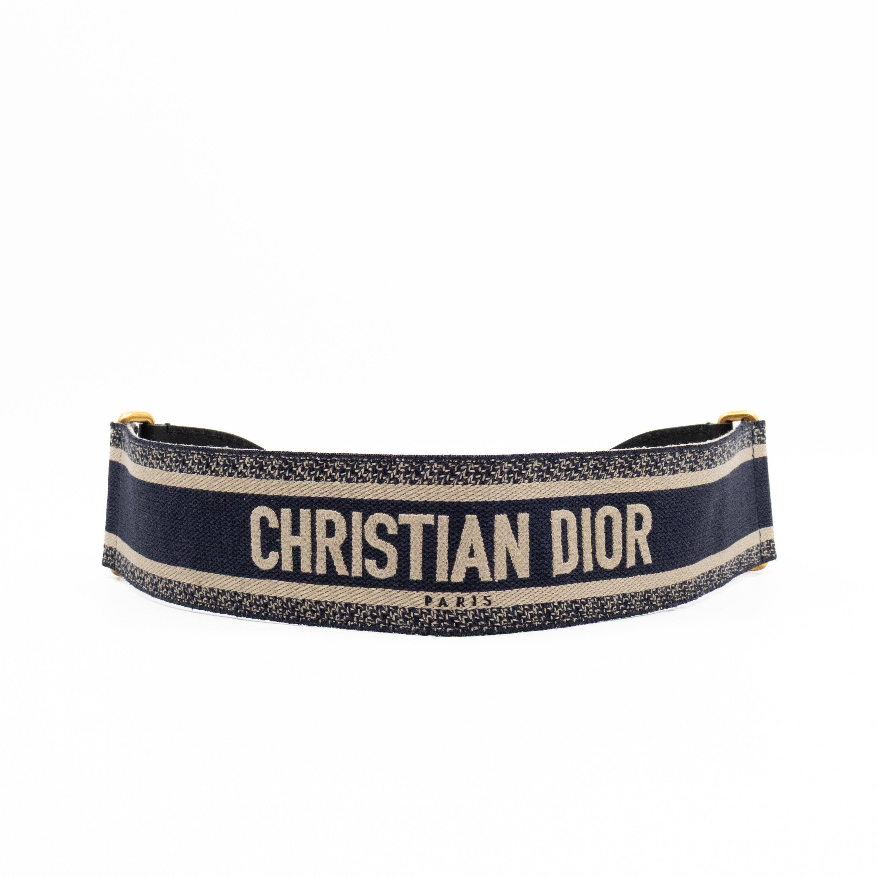 Blue Christian Dior Paris Embroidery Belt 75 cm