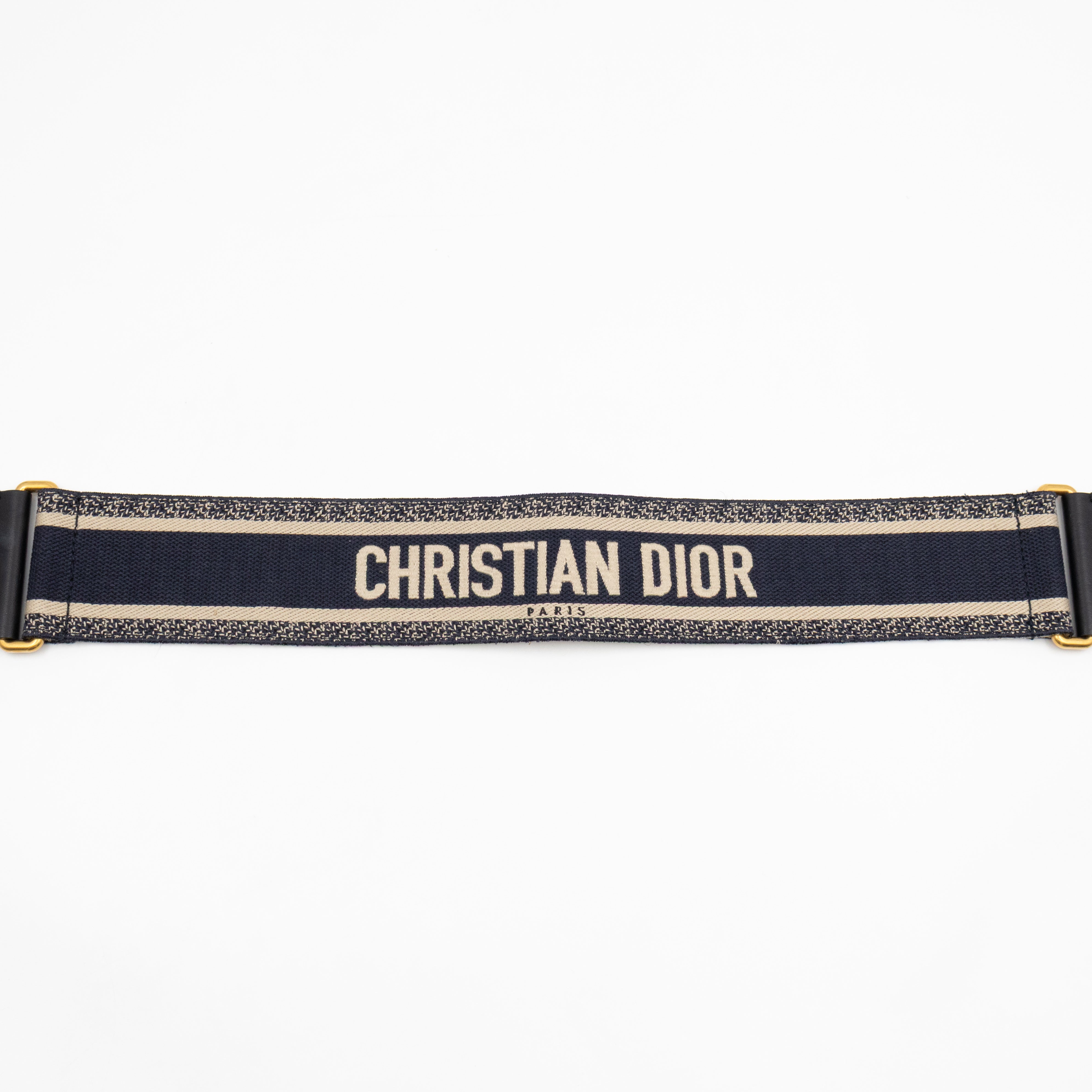 Blue Christian Dior Paris Embroidery Belt 75 cm