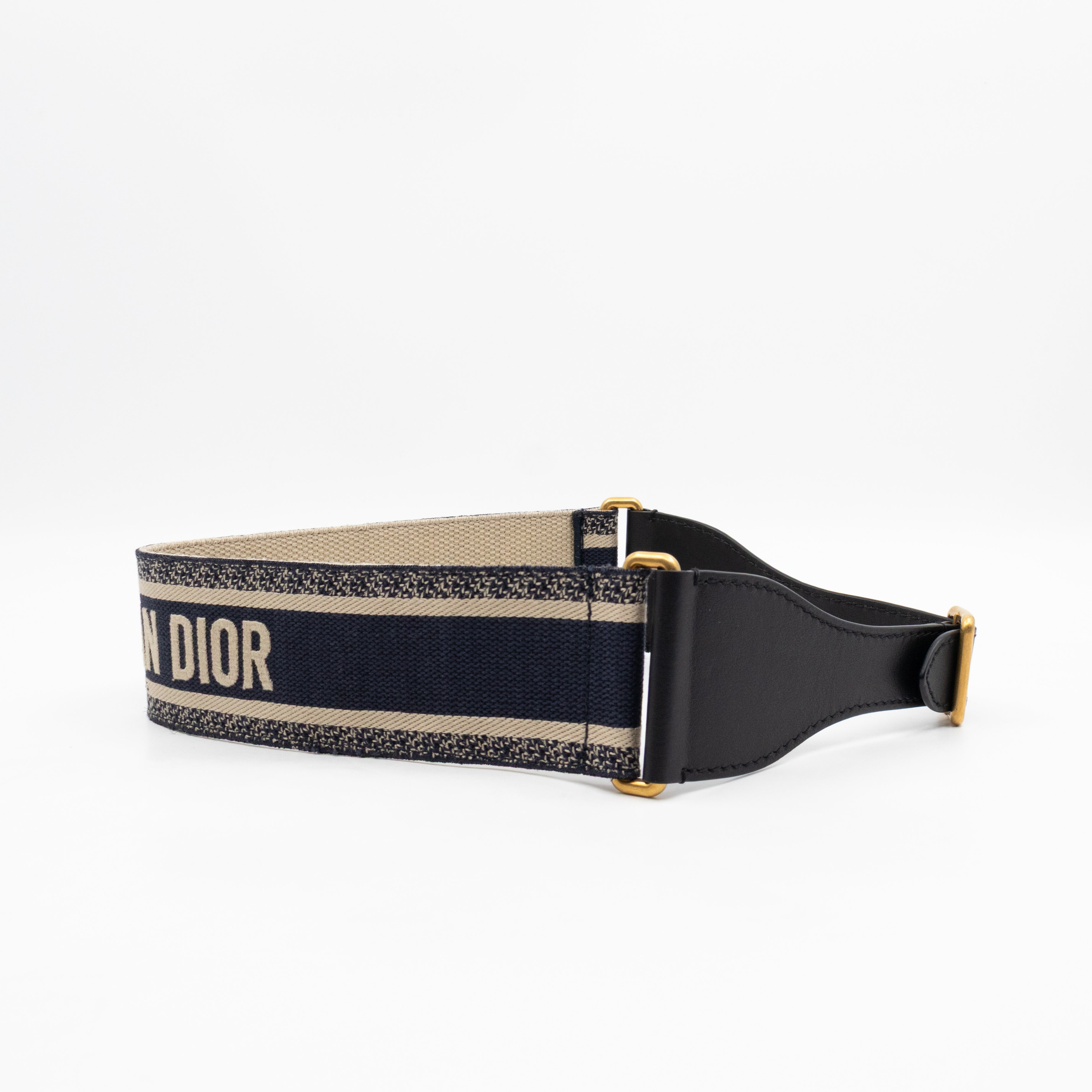 Blue Christian Dior Paris Embroidery Belt 75 cm