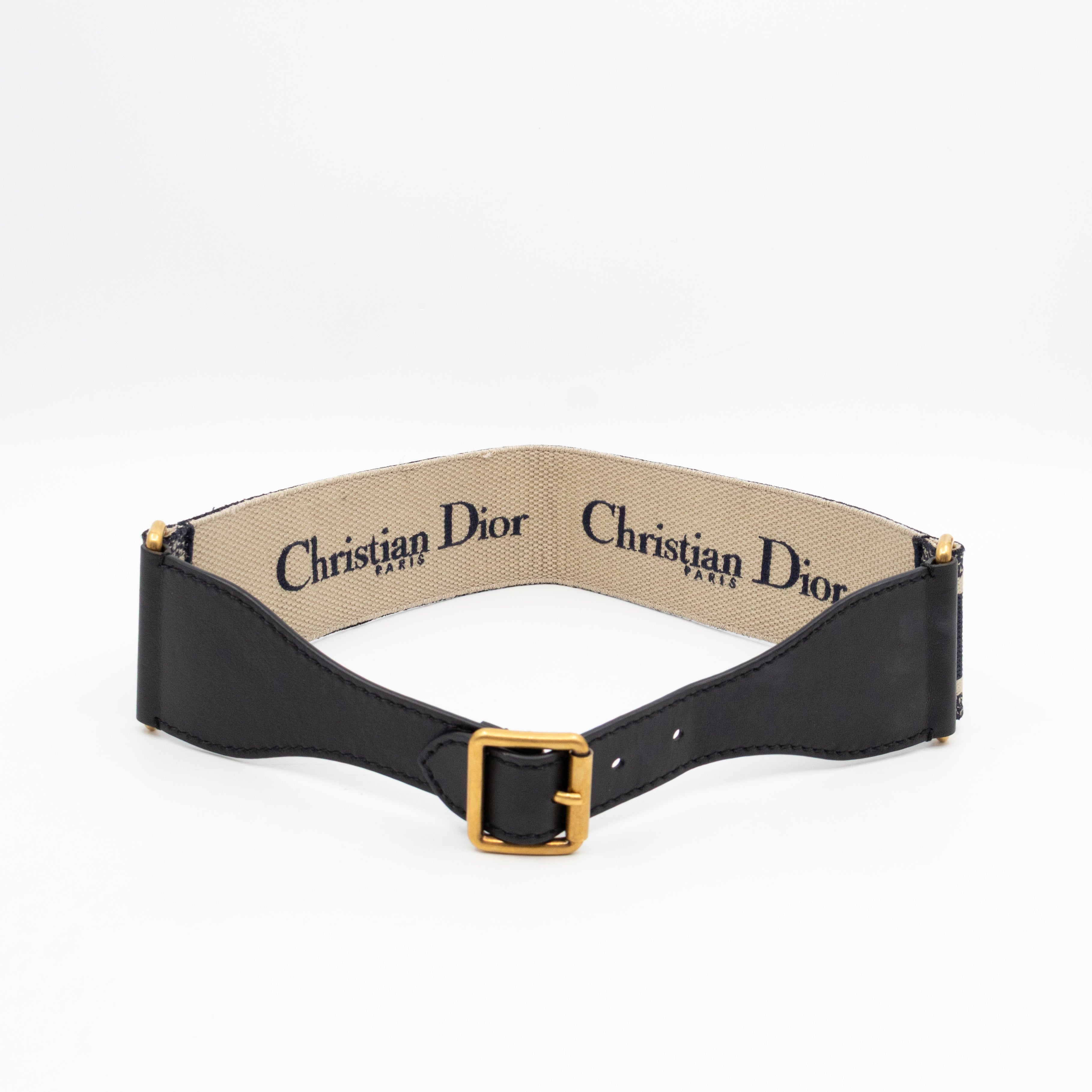 Blue Christian Dior Paris Embroidery Belt 75 cm