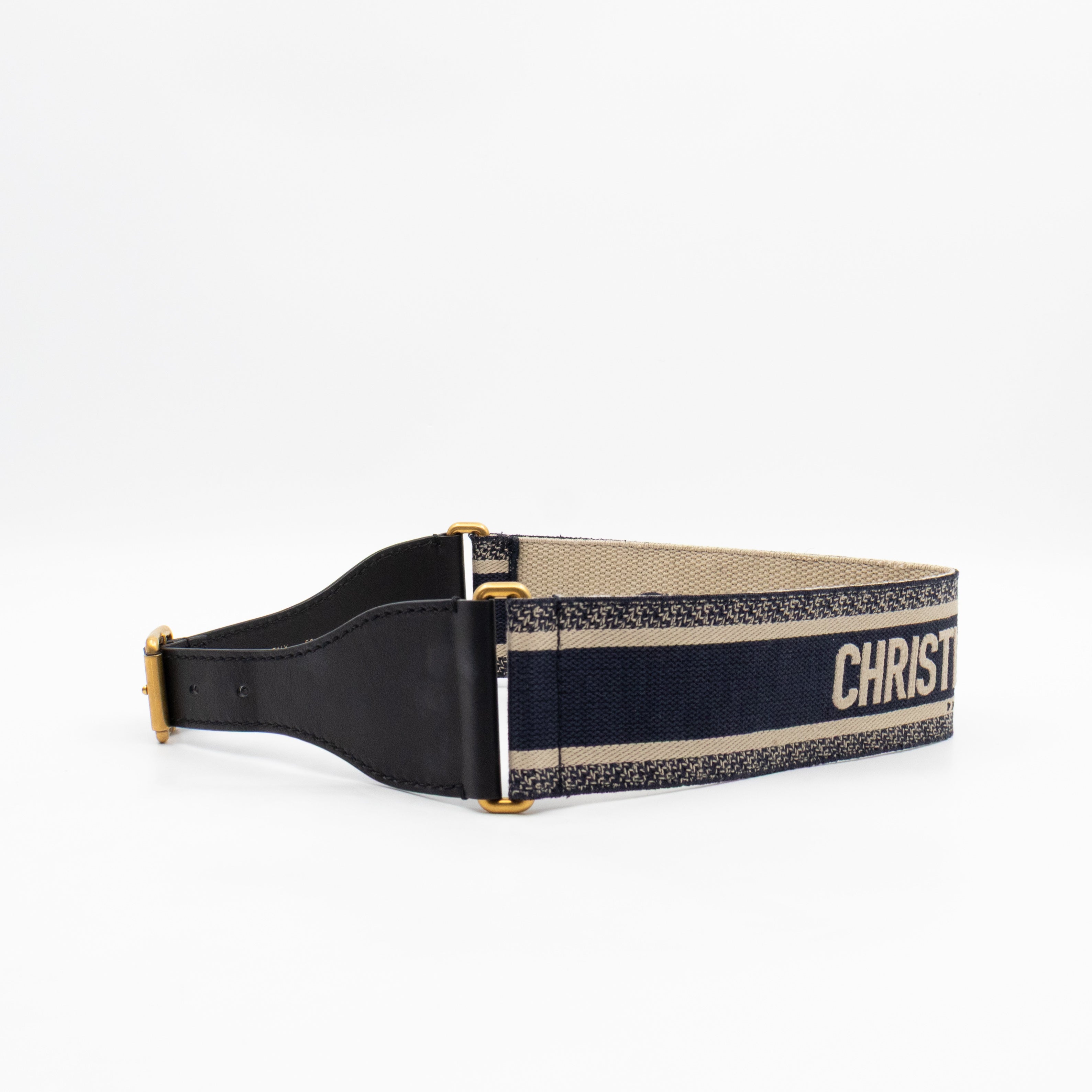 Blue Christian Dior Paris Embroidery Belt 75 cm