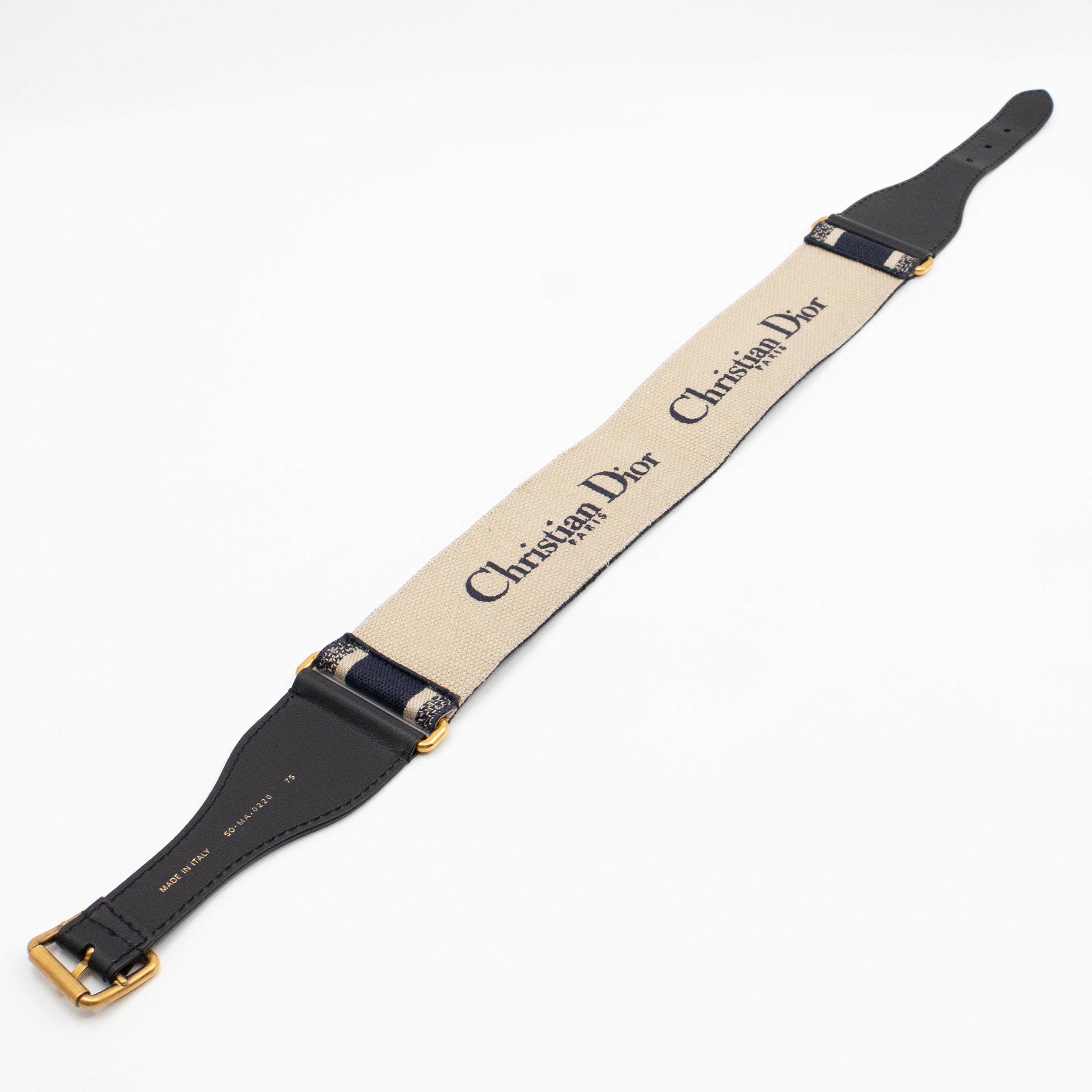Blue Christian Dior Paris Embroidery Belt 75 cm