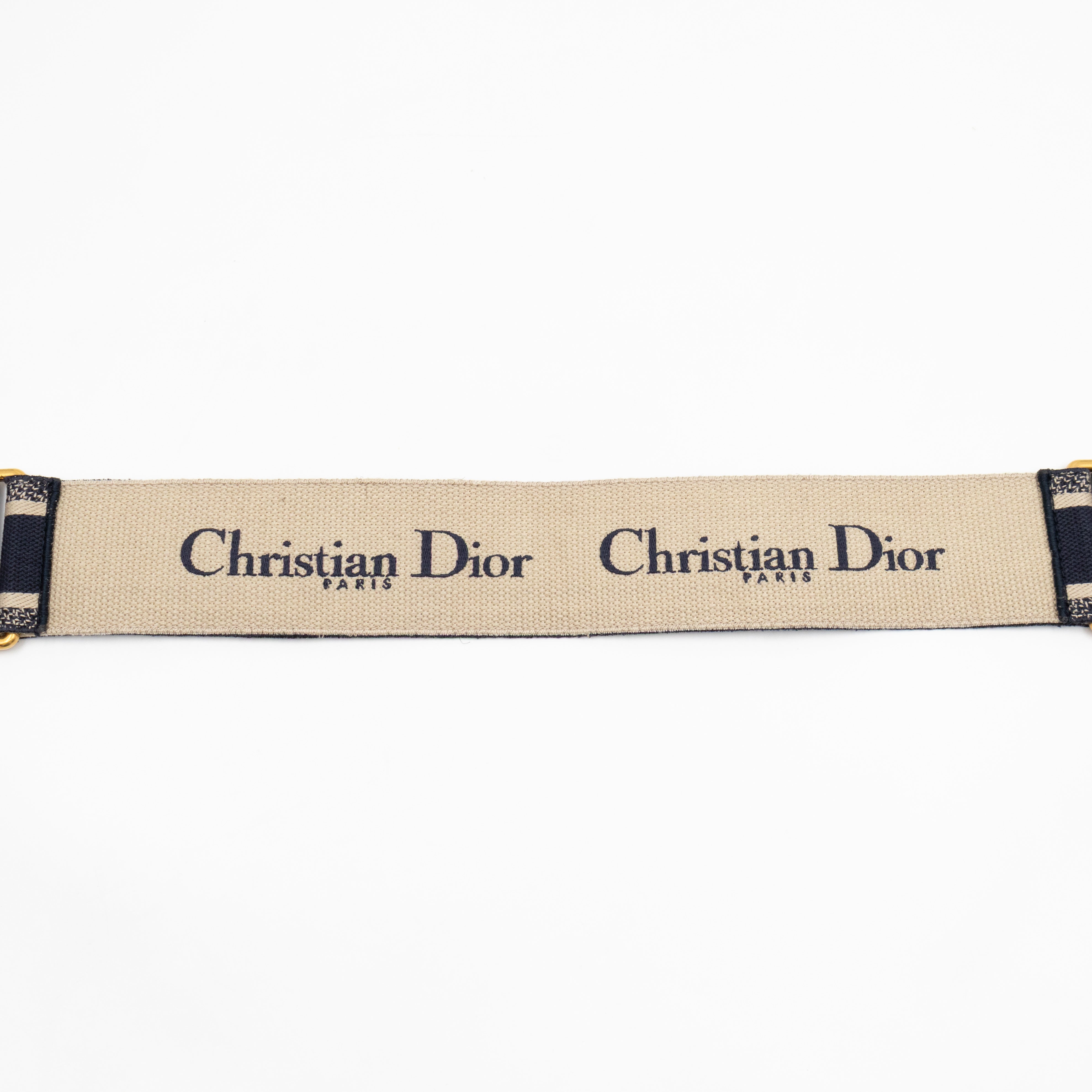 Blue Christian Dior Paris Embroidery Belt 75 cm