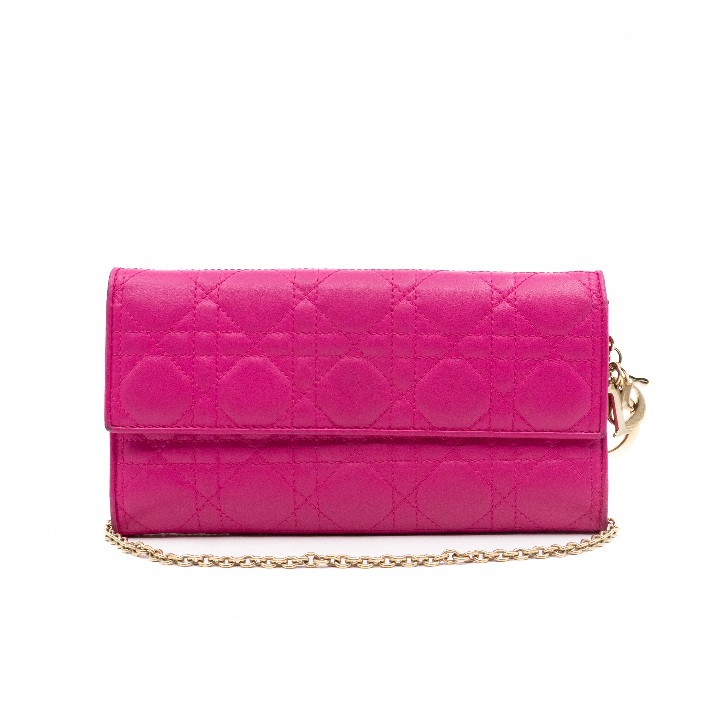 Lady Dior Wallet on Chain Pink Leather