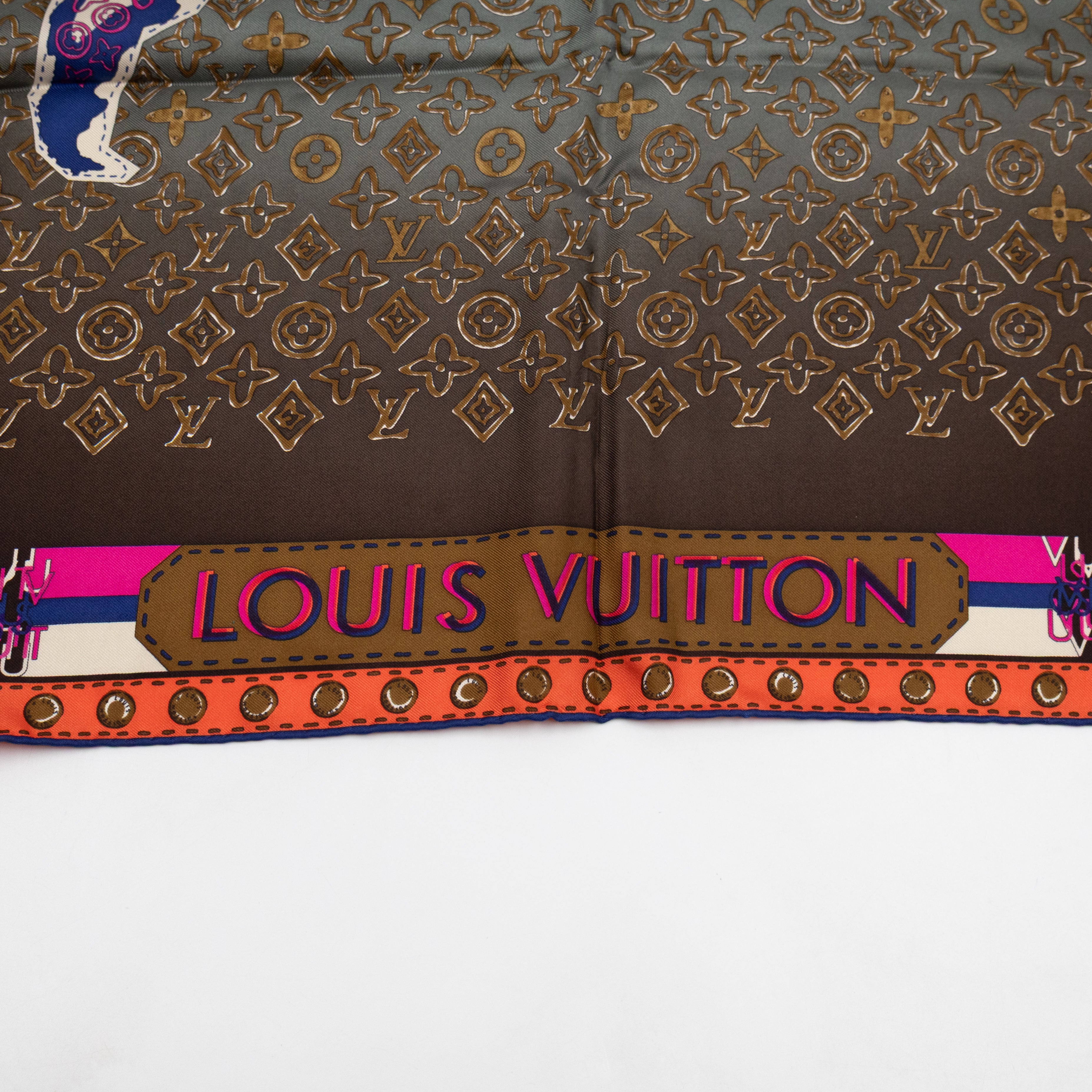 World Map Silk Scarf 90 cm Brown