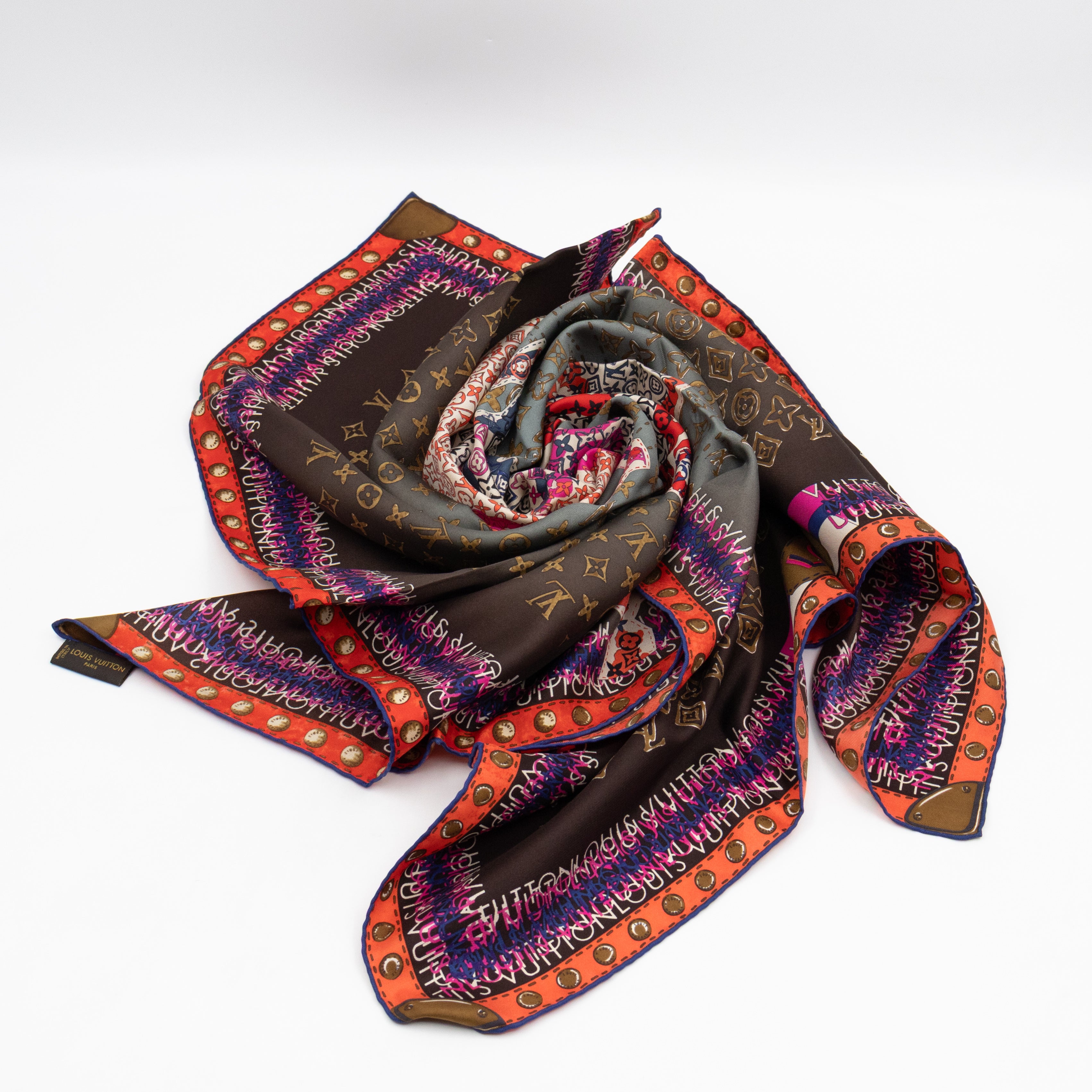 World Map Silk Scarf 90 cm Brown