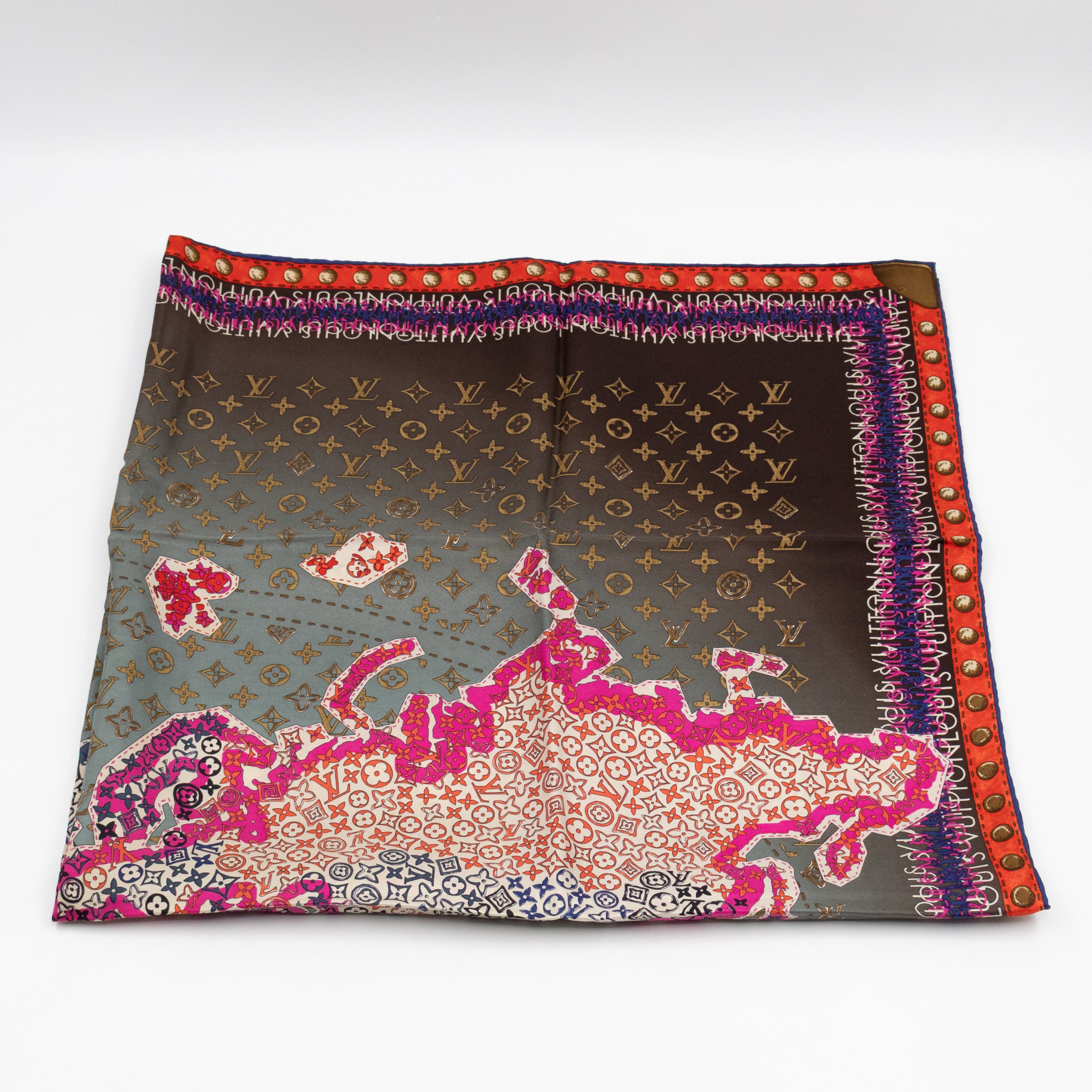 World Map Silk Scarf 90 cm Brown