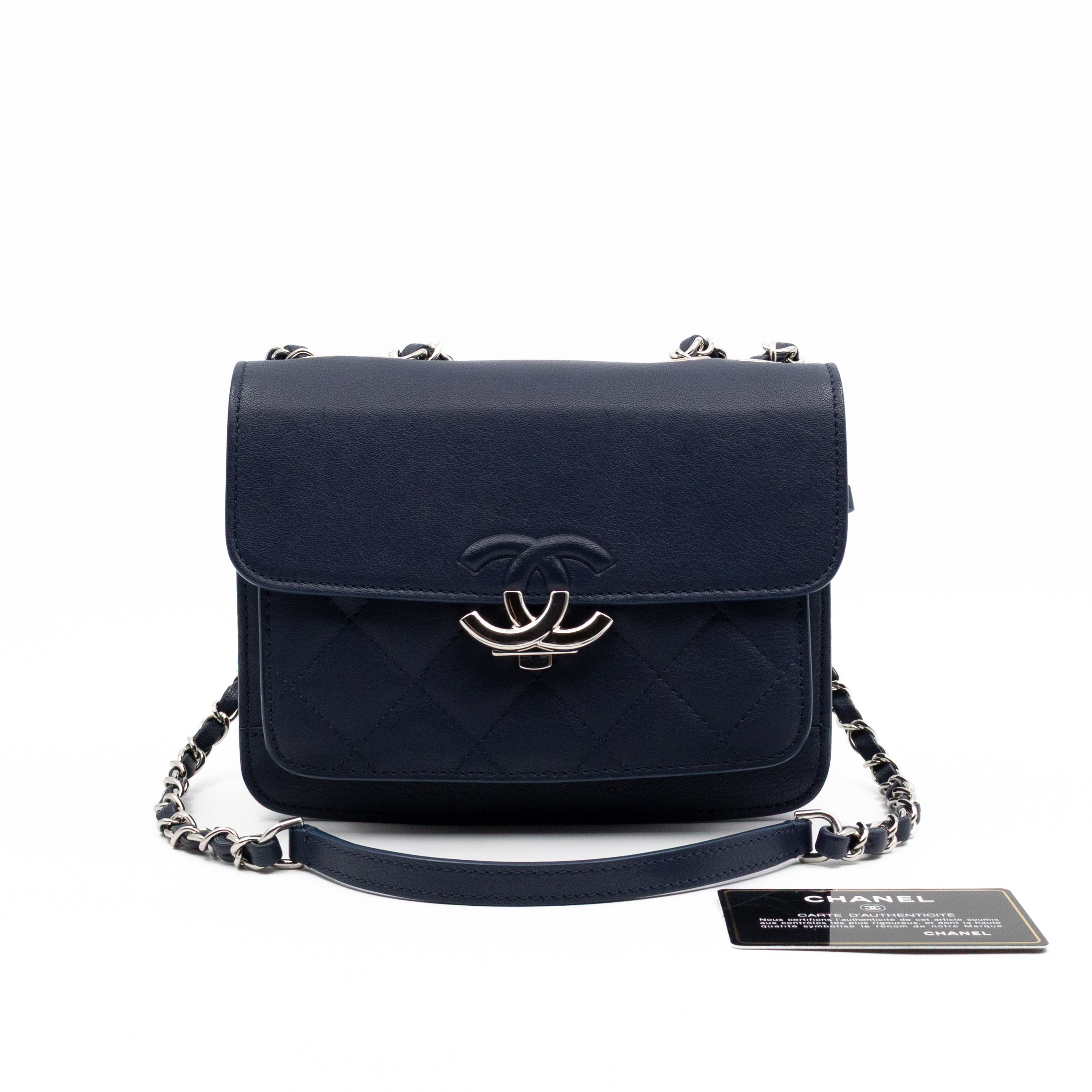 CC Box Flap Bag Blue Leather