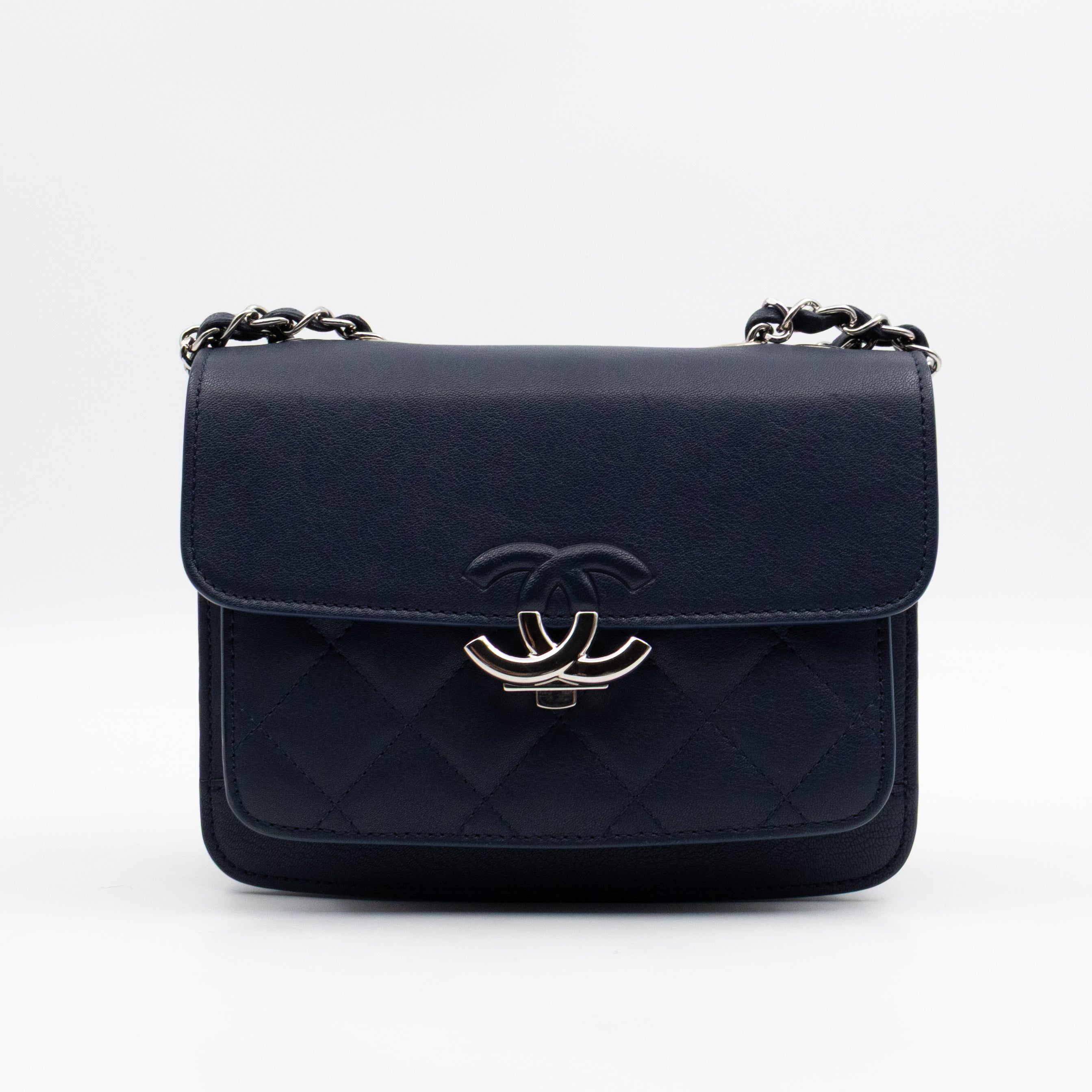 CC Box Flap Bag Blue Leather